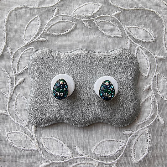 Posts - Swarovski Crystal Blue and Green Egg Stud Earrings