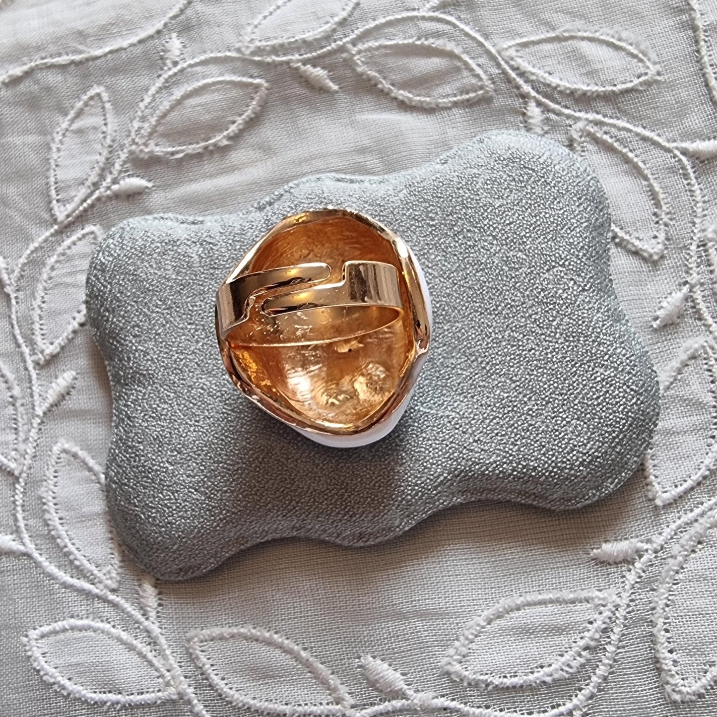 Ring - White Red and Black Enamel Mask Adjustable Ring