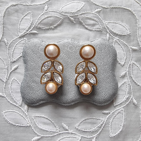 Posts - Monet Faux Pearls and Crystals Drop Earrings