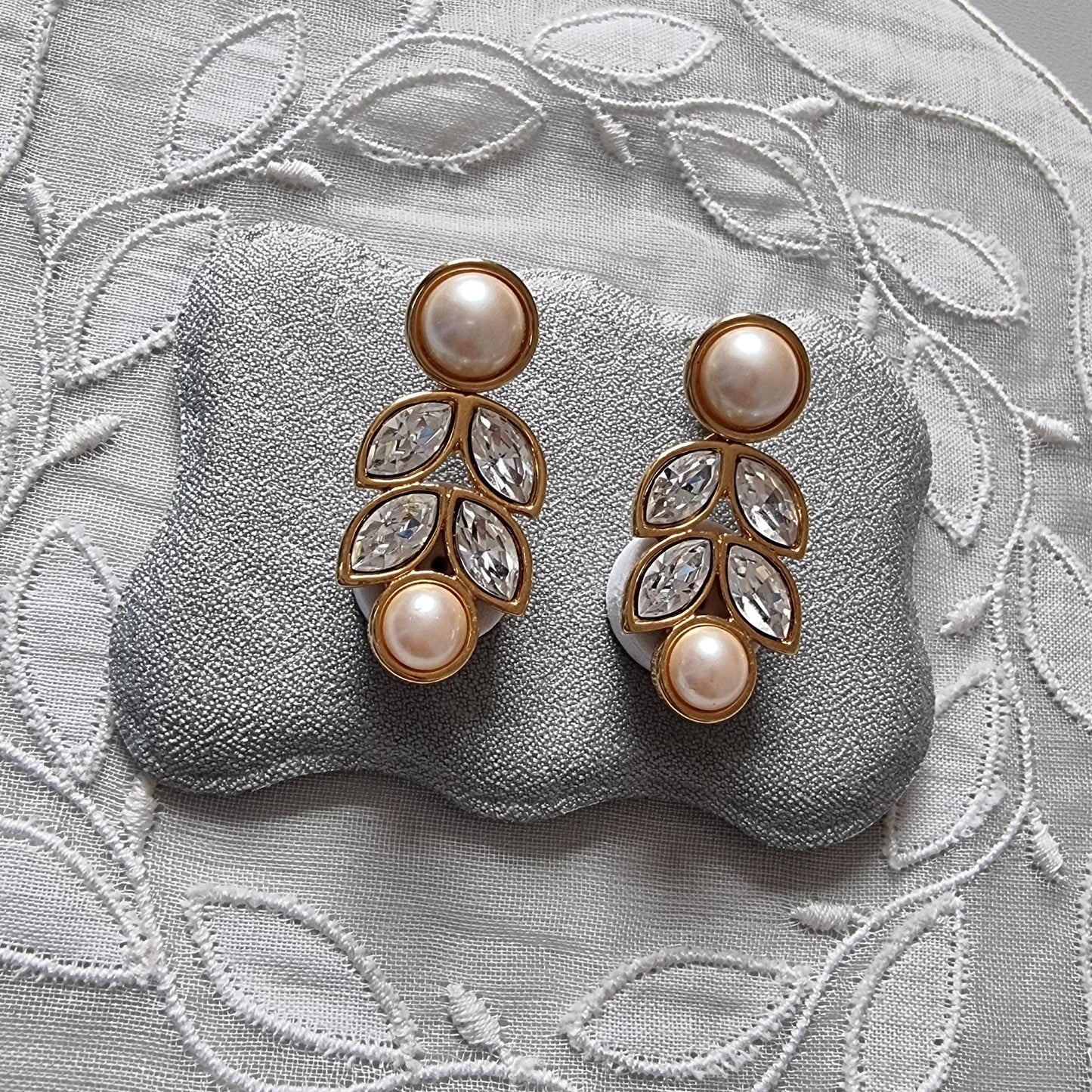 Posts - Monet Faux Pearls and Crystals Drop Earrings