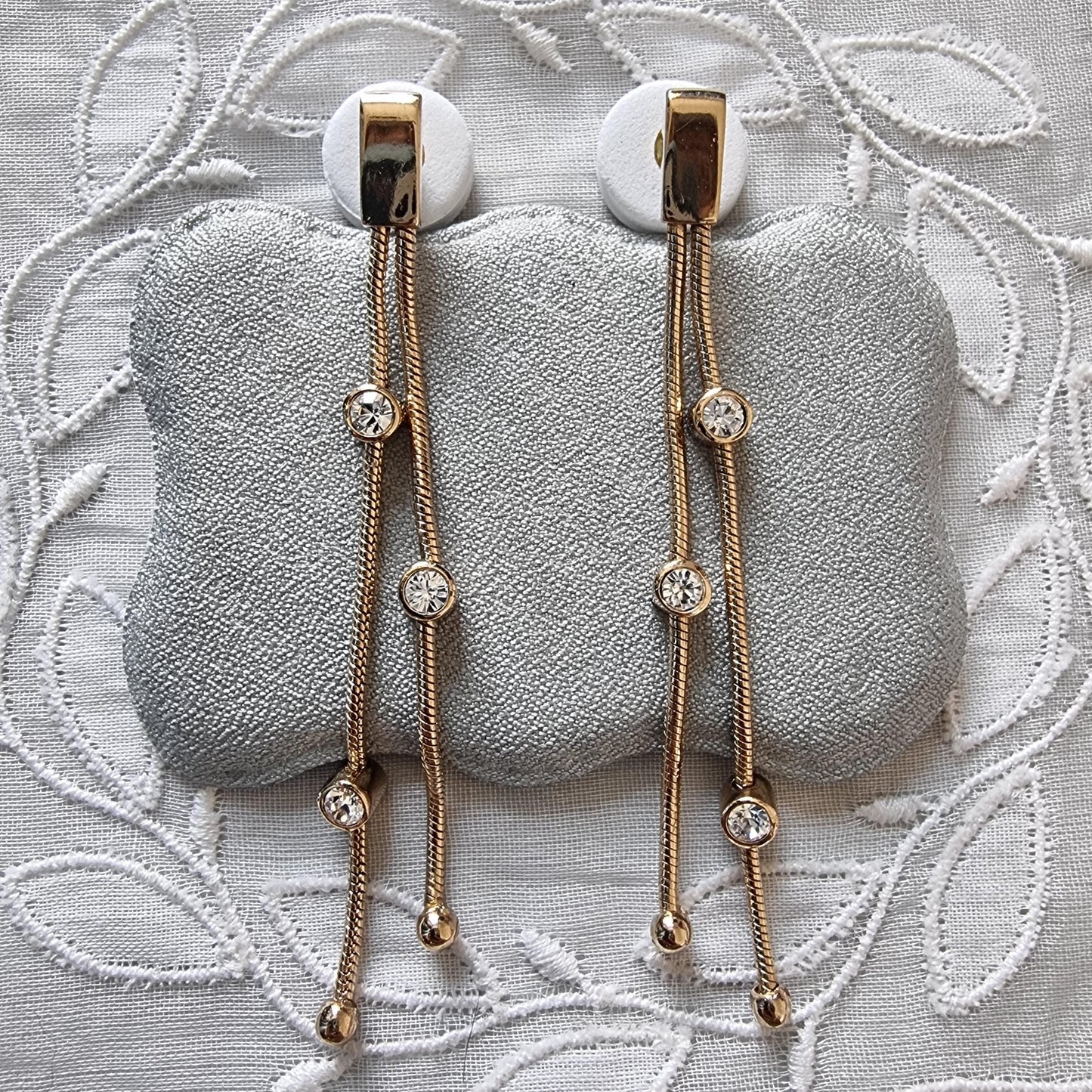 Posts - Gold Snake Chain Crystal Drop Earrings