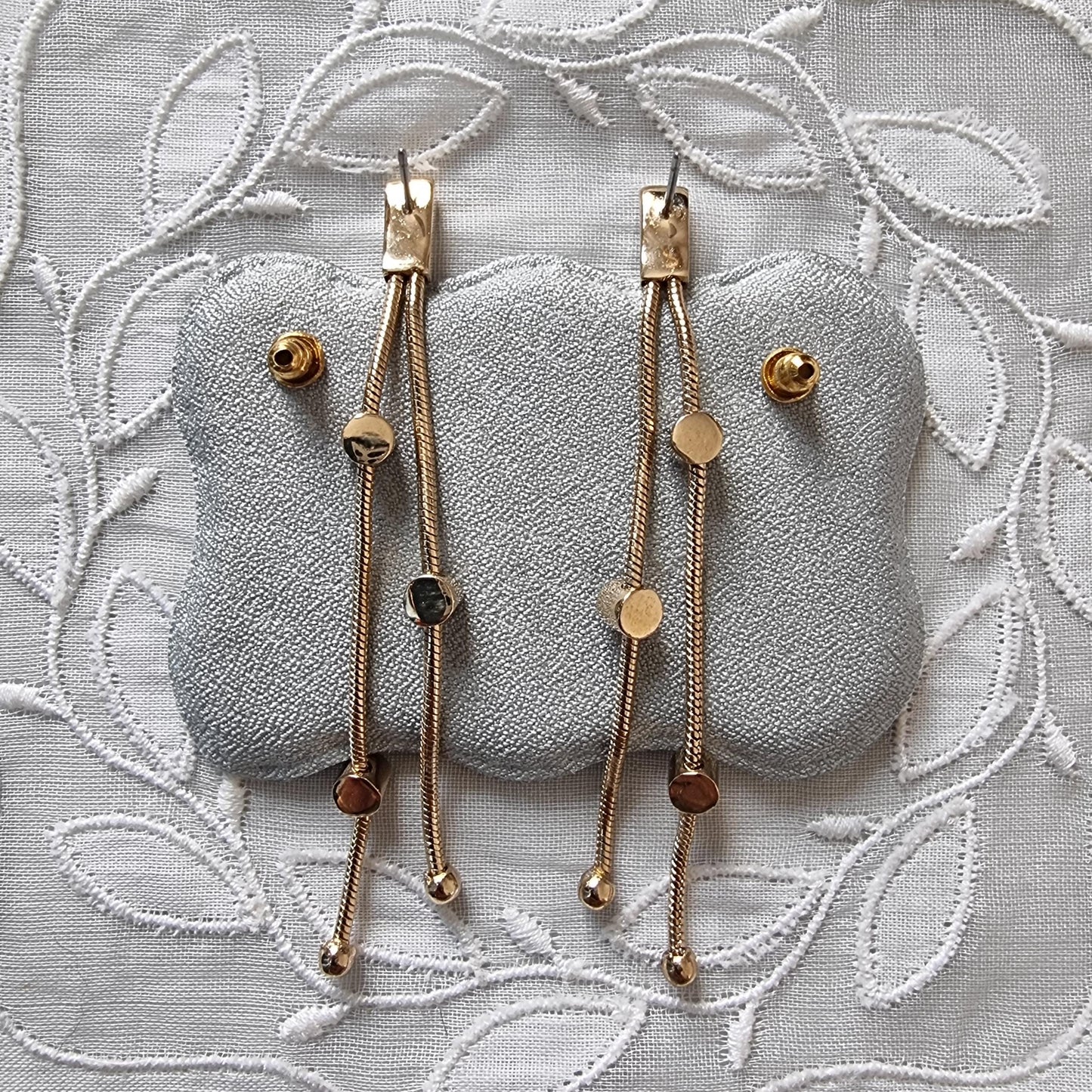 Posts - Gold Snake Chain Crystal Drop Earrings