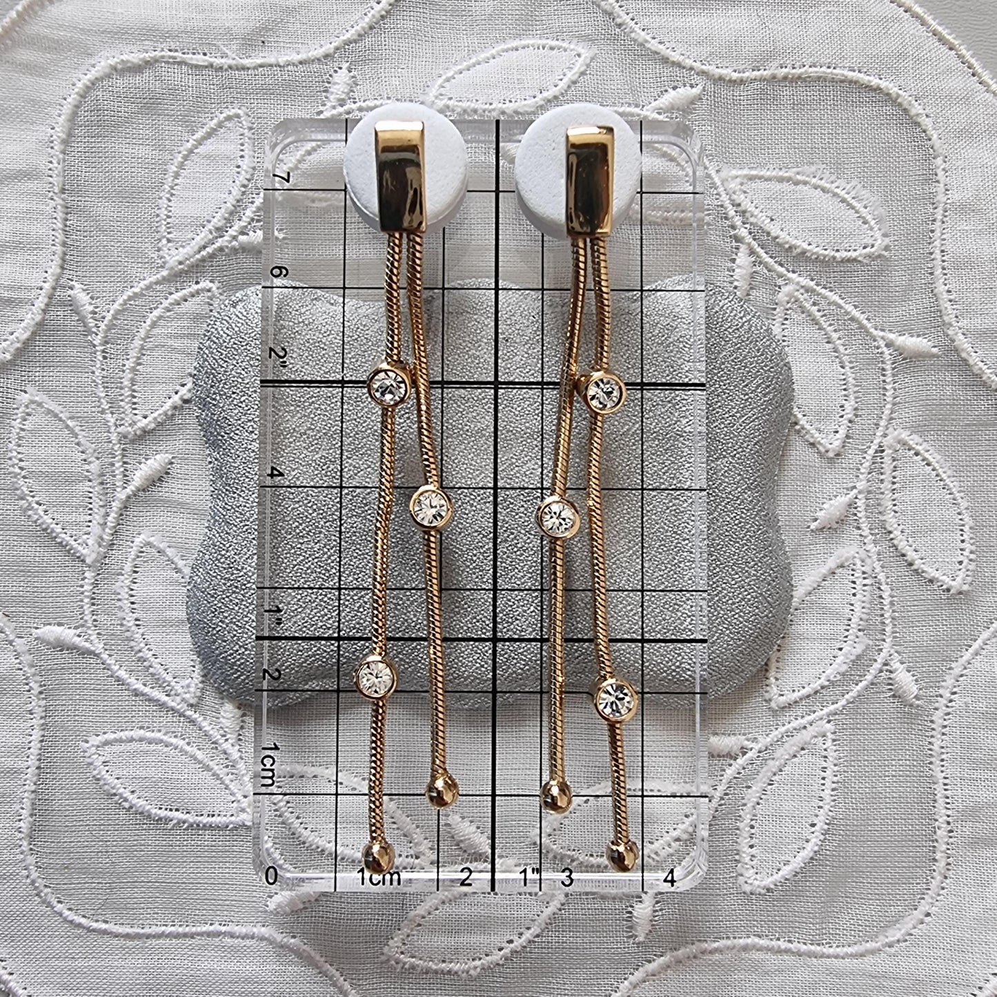 Posts - Gold Snake Chain Crystal Drop Earrings