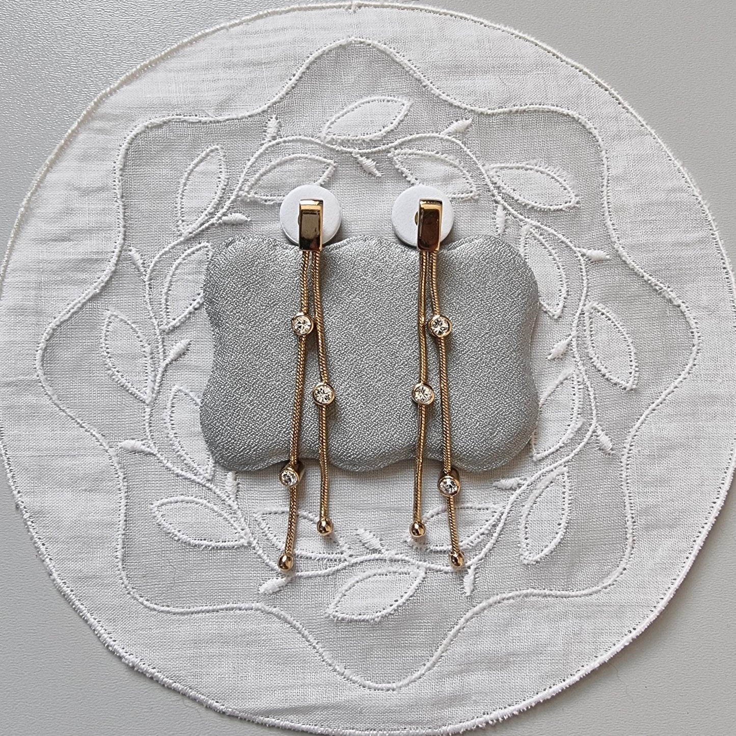 Posts - Gold Snake Chain Crystal Drop Earrings