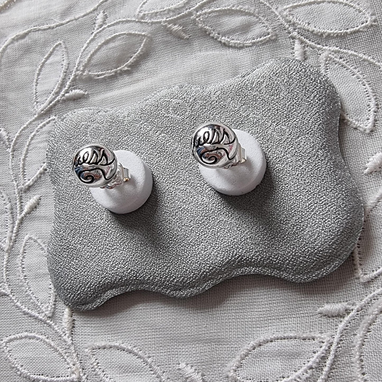 Posts - Guess Logo Silver Ball Stud Earrings