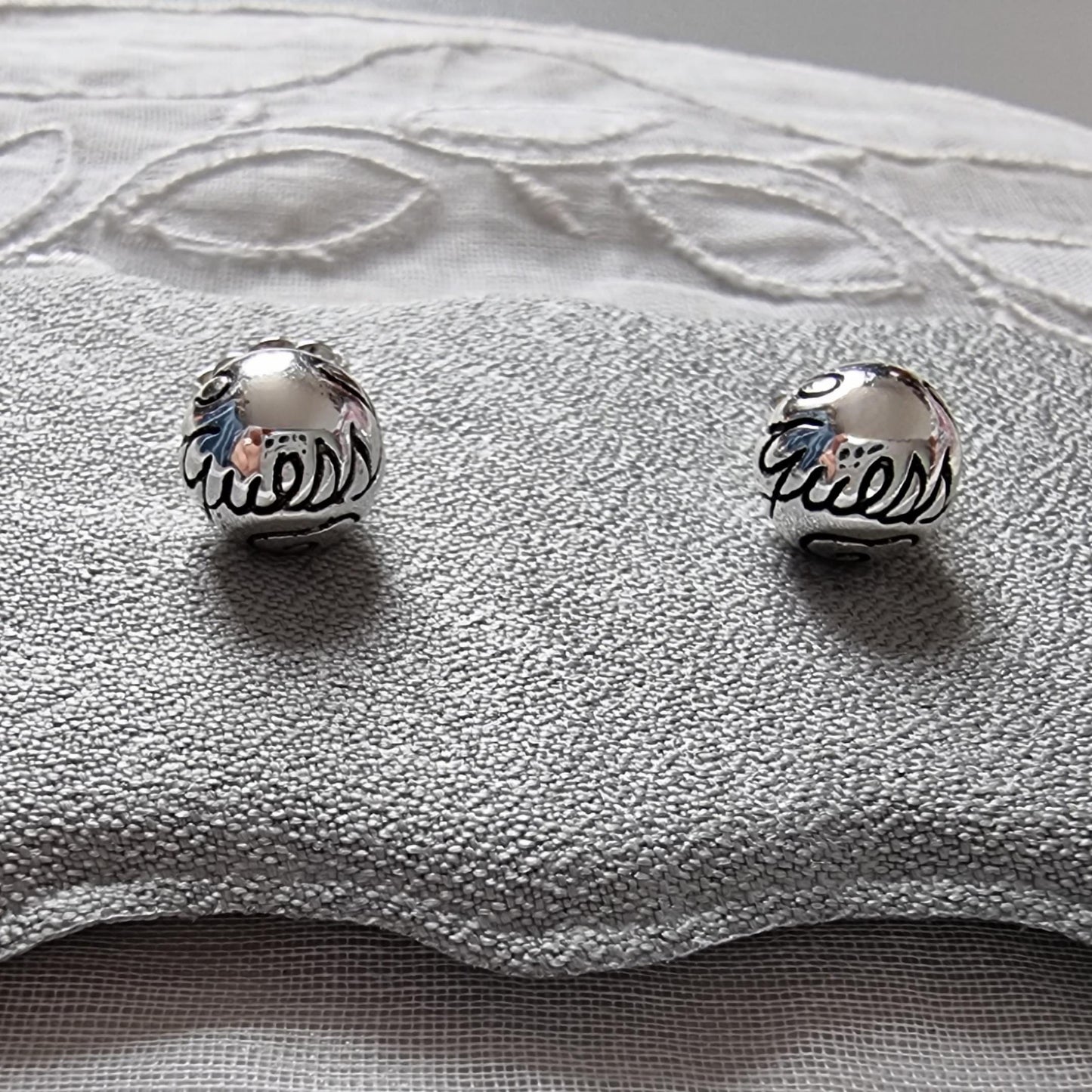Posts - Guess Logo Silver Ball Stud Earrings