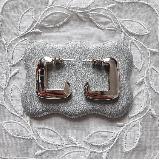 Posts - Silver Angled Hoop Earrings