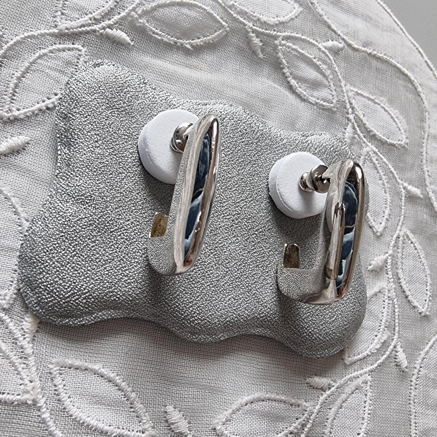 Posts - Silver Angled Hoop Earrings