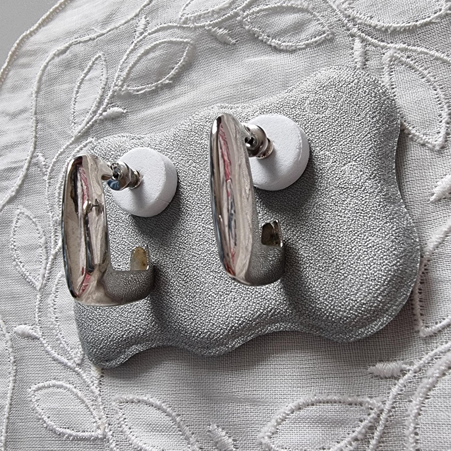 Posts - Silver Angled Hoop Earrings