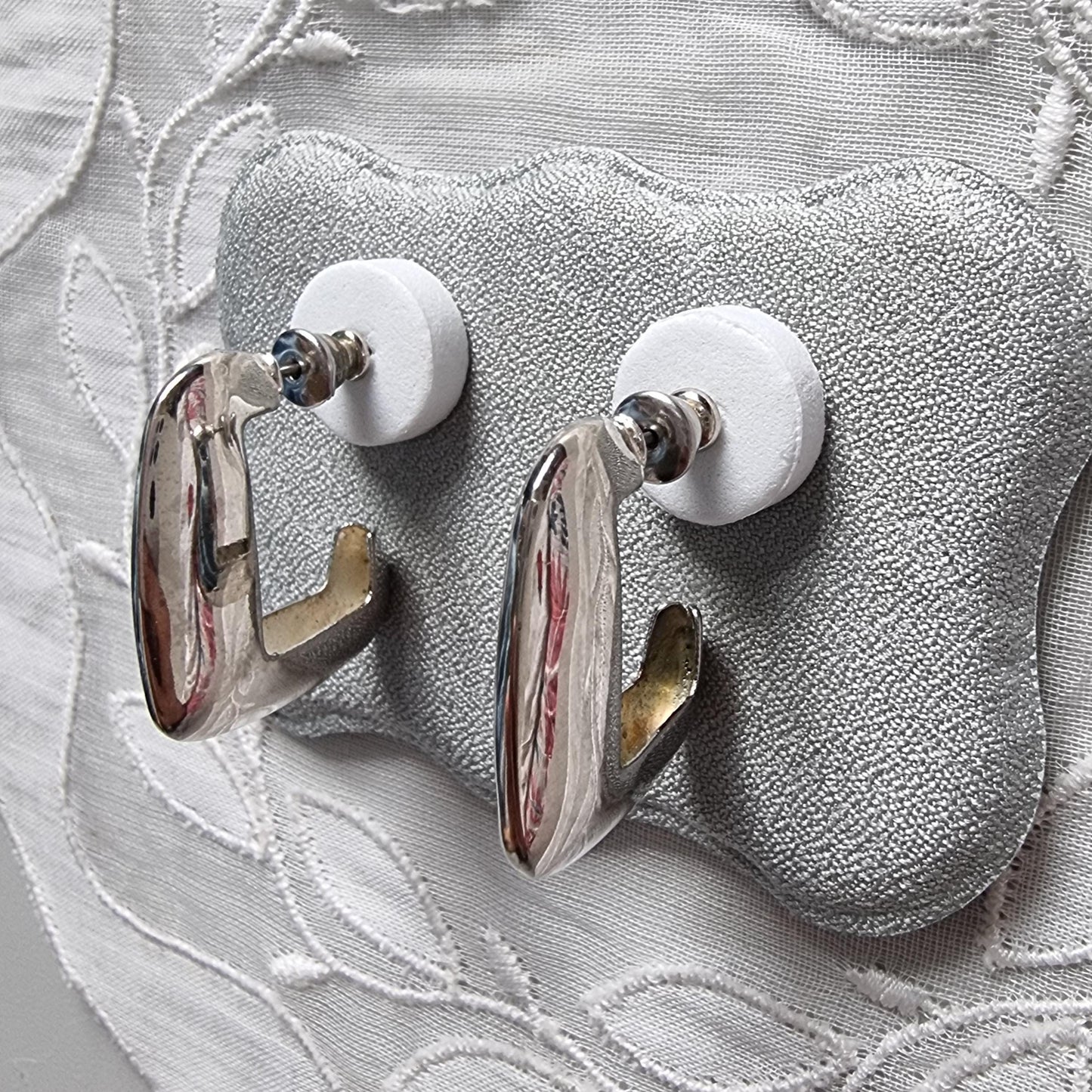 Posts - Silver Angled Hoop Earrings