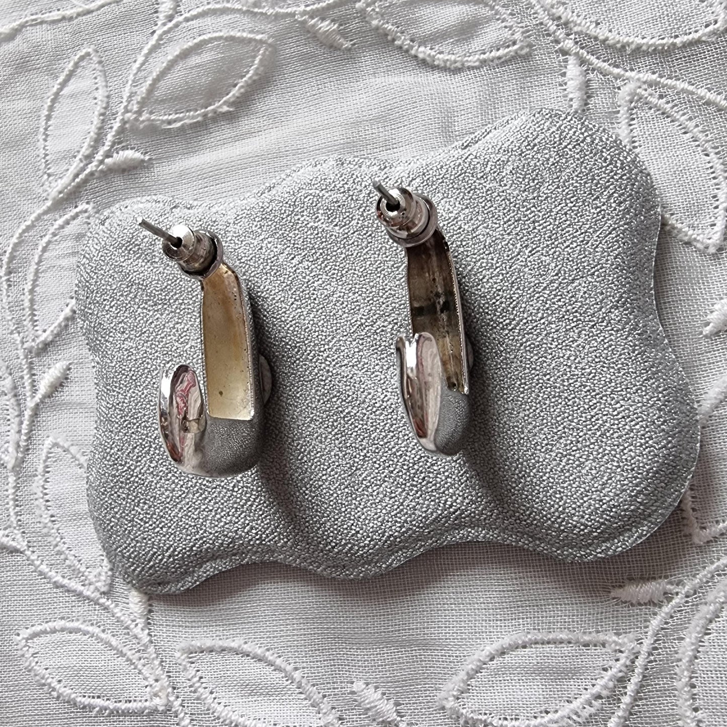 Posts - Silver Angled Hoop Earrings