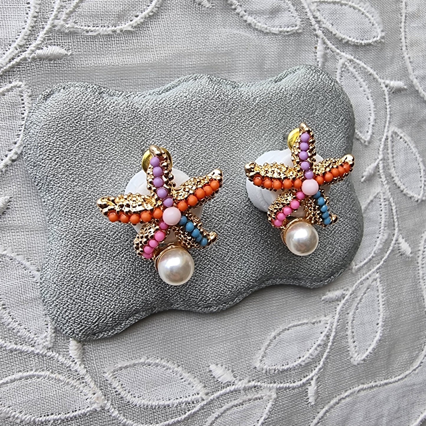 Posts - Multicolour Starfish Pearl Stud Earrings