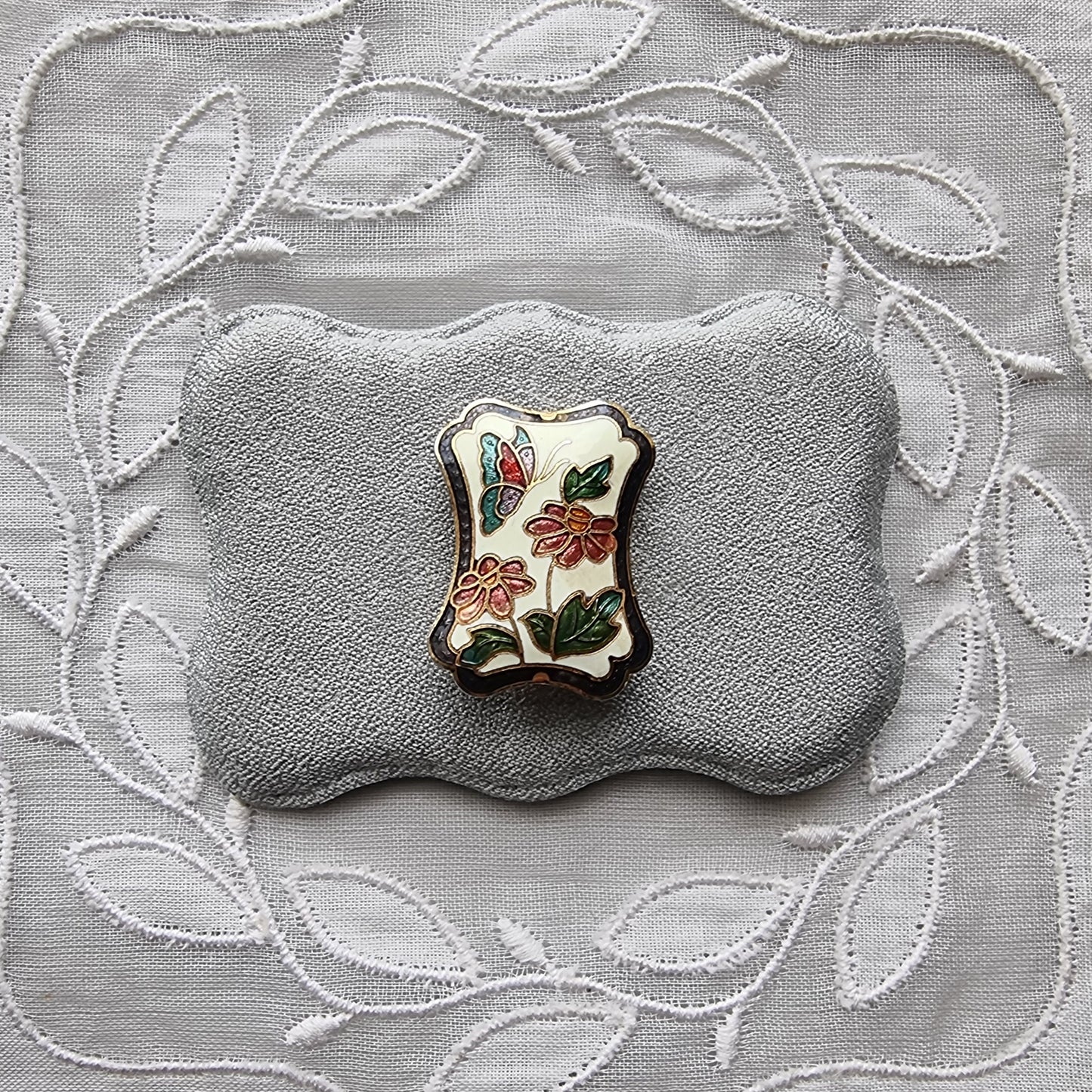 Brooch - Enamel Flowers with Butterfly Brooch