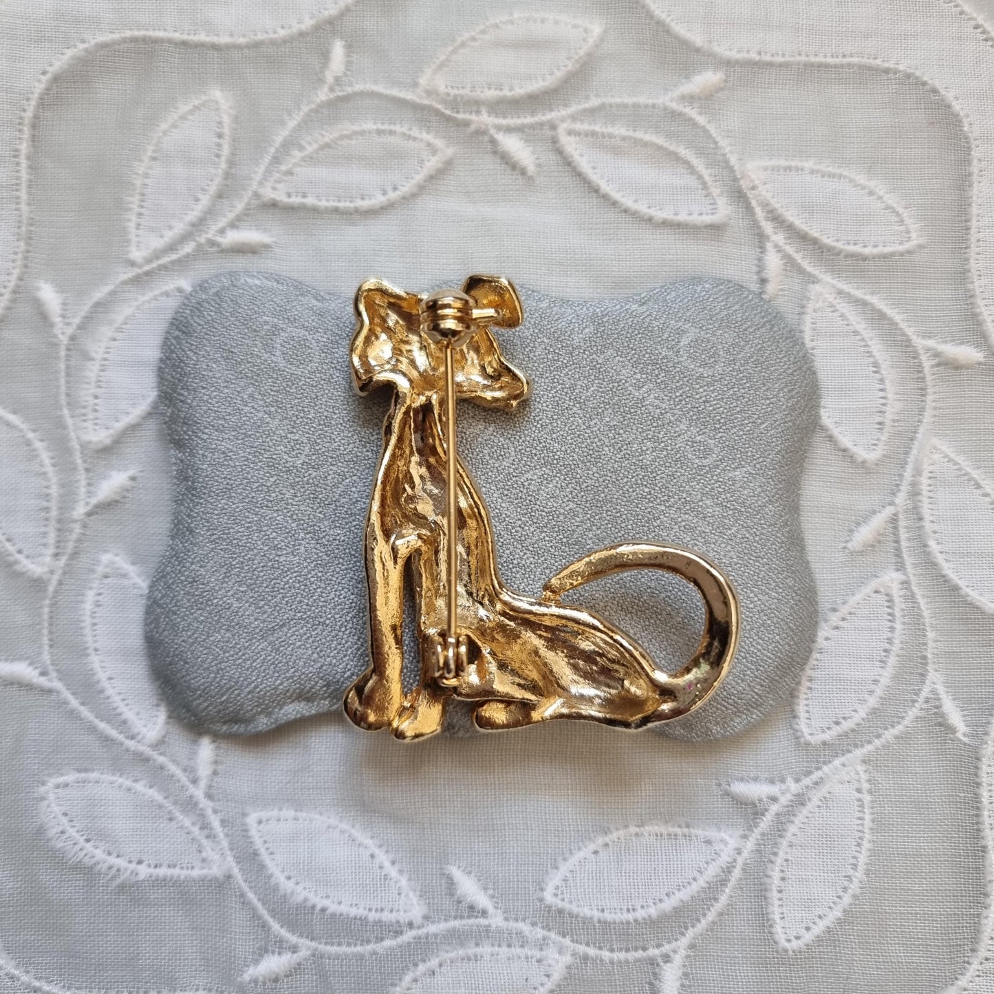 Brooch - Gold Dog with Multicolour Crystals Brooch