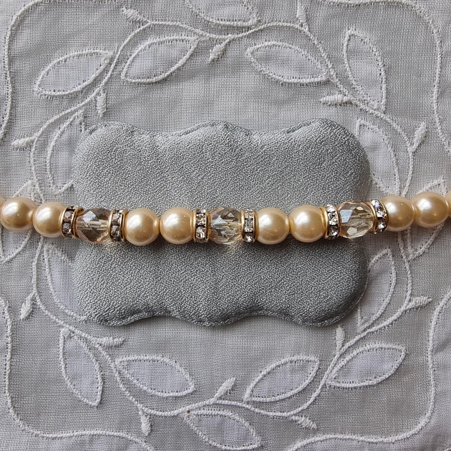 Necklace - Faux Pearls and Crystal Beads Necklace