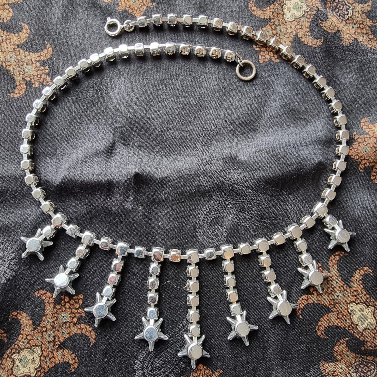 Necklace - Black Stars and Clear Crystals Necklace