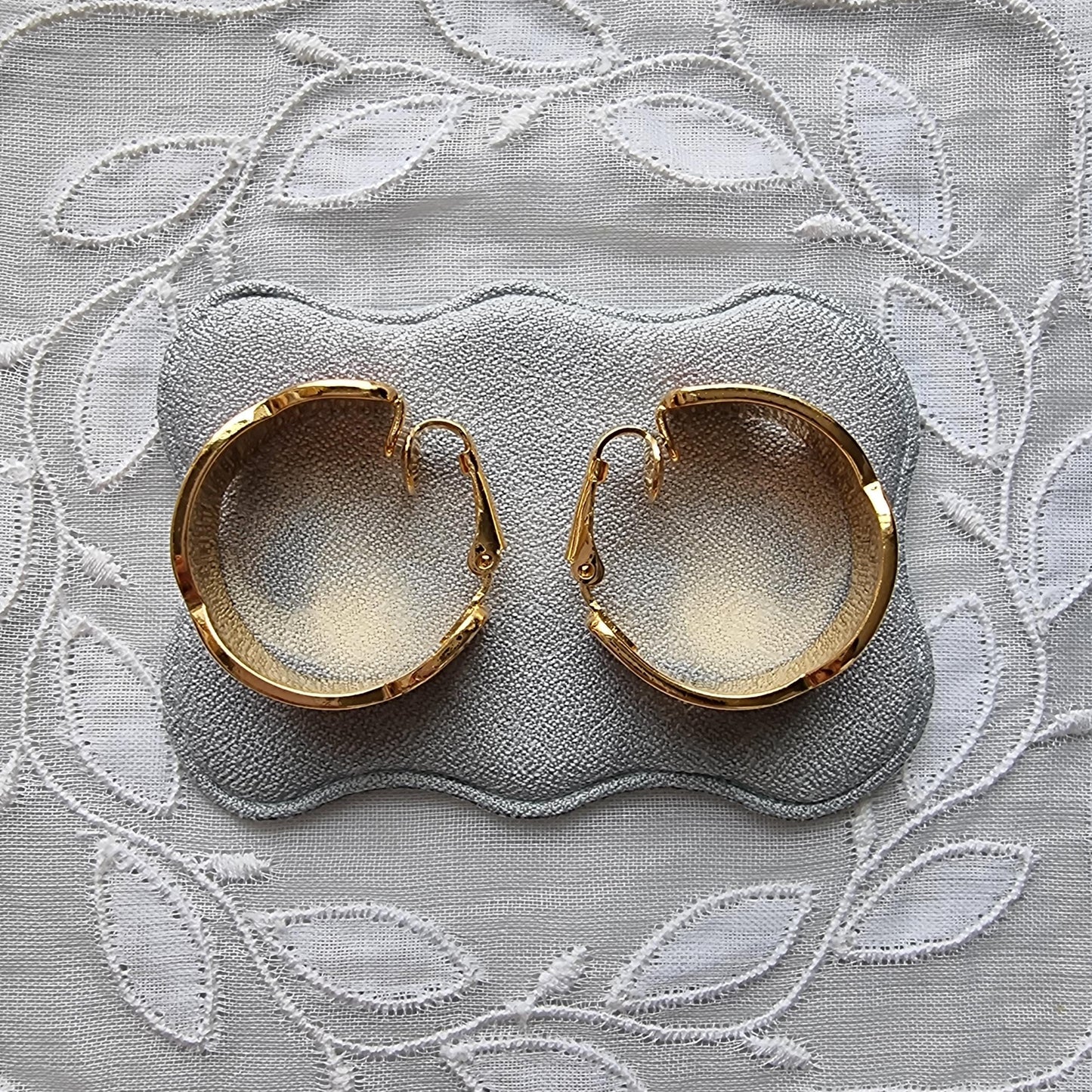 Clip on - Red Enamel Hoop Clip On Earrings