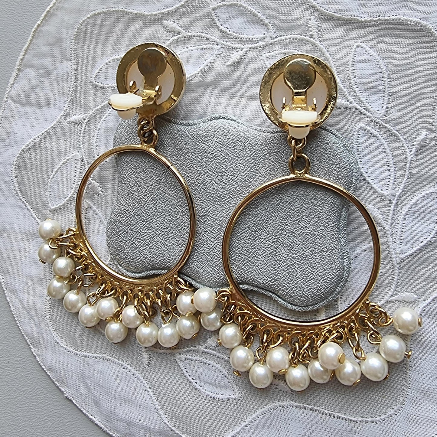 Clip on - Faux Pearl Chandelier Clip on Earrings
