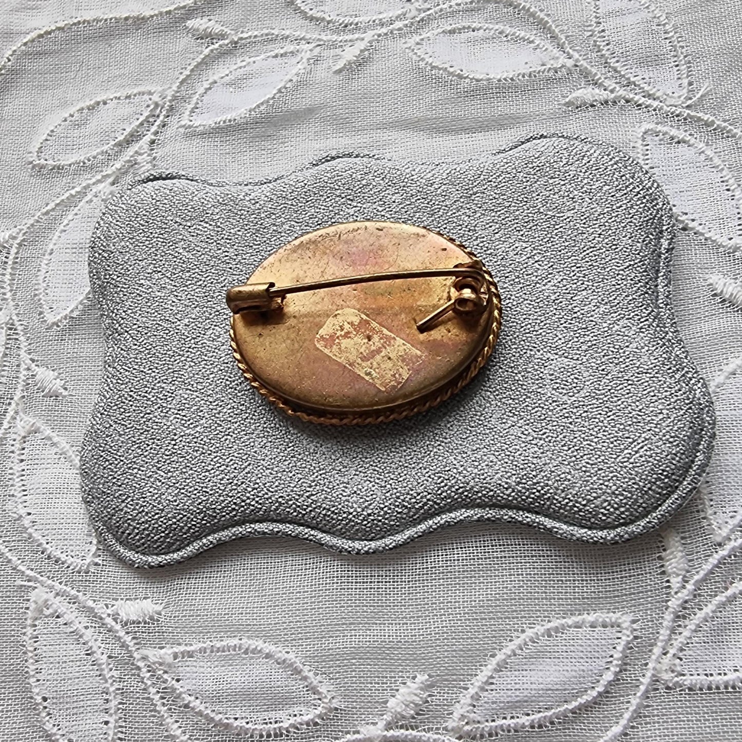 Brooch - Turquoise Glass Micromosaic Flower Brooch