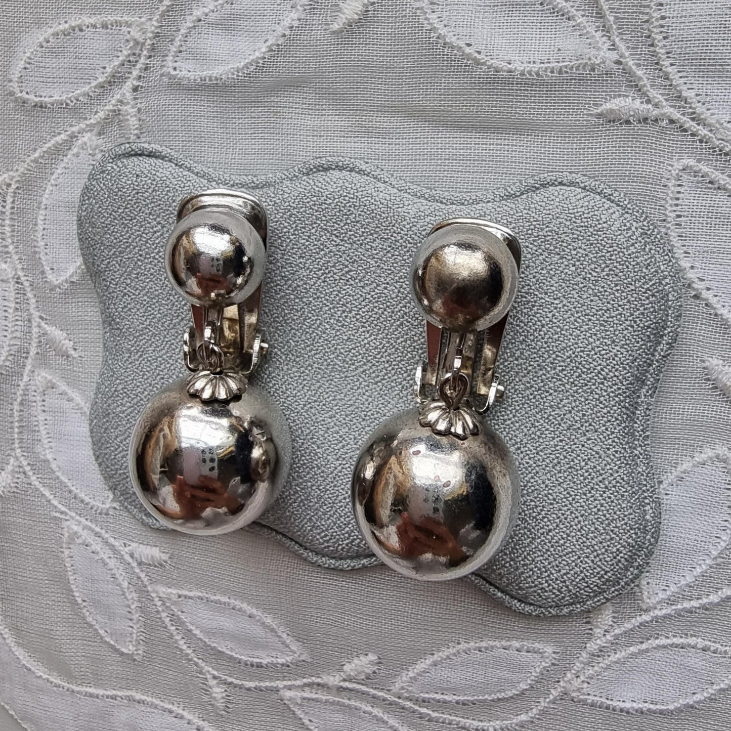 Clip on - Silver Tone Ball Drop Clip On Earrings