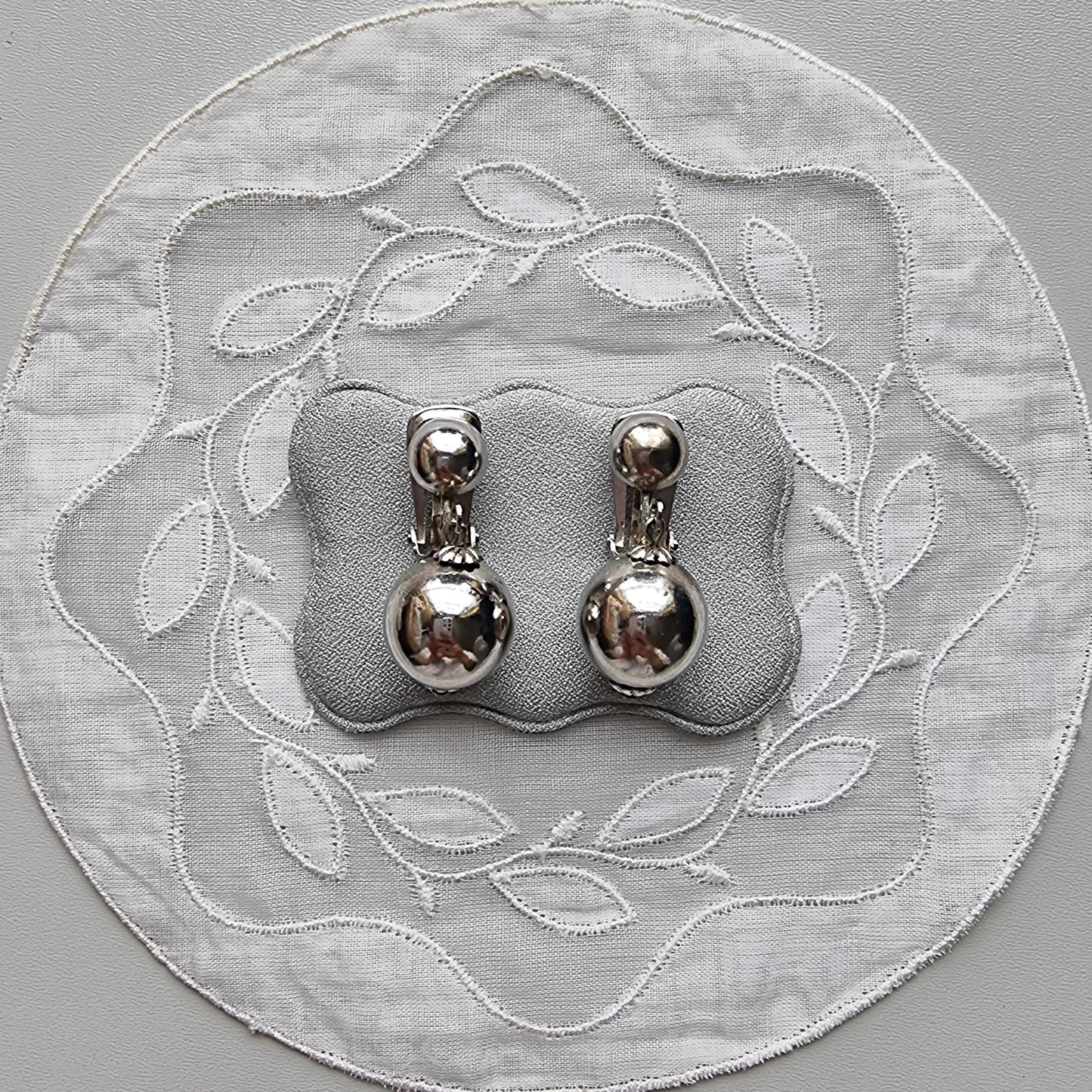Clip on - Silver Tone Ball Drop Clip On Earrings