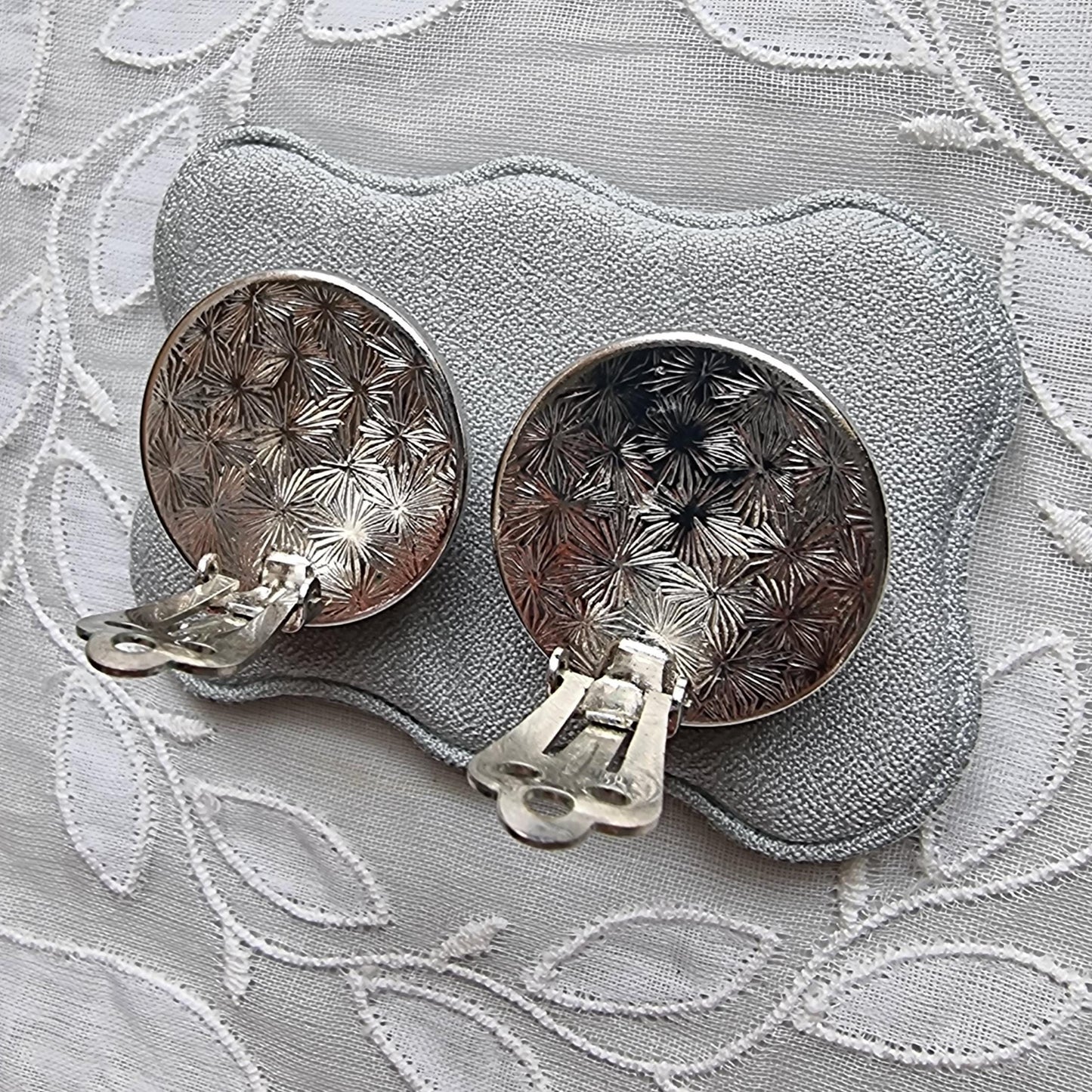 Clip on - Black and Clear Crystals Halo Clip on Earrings