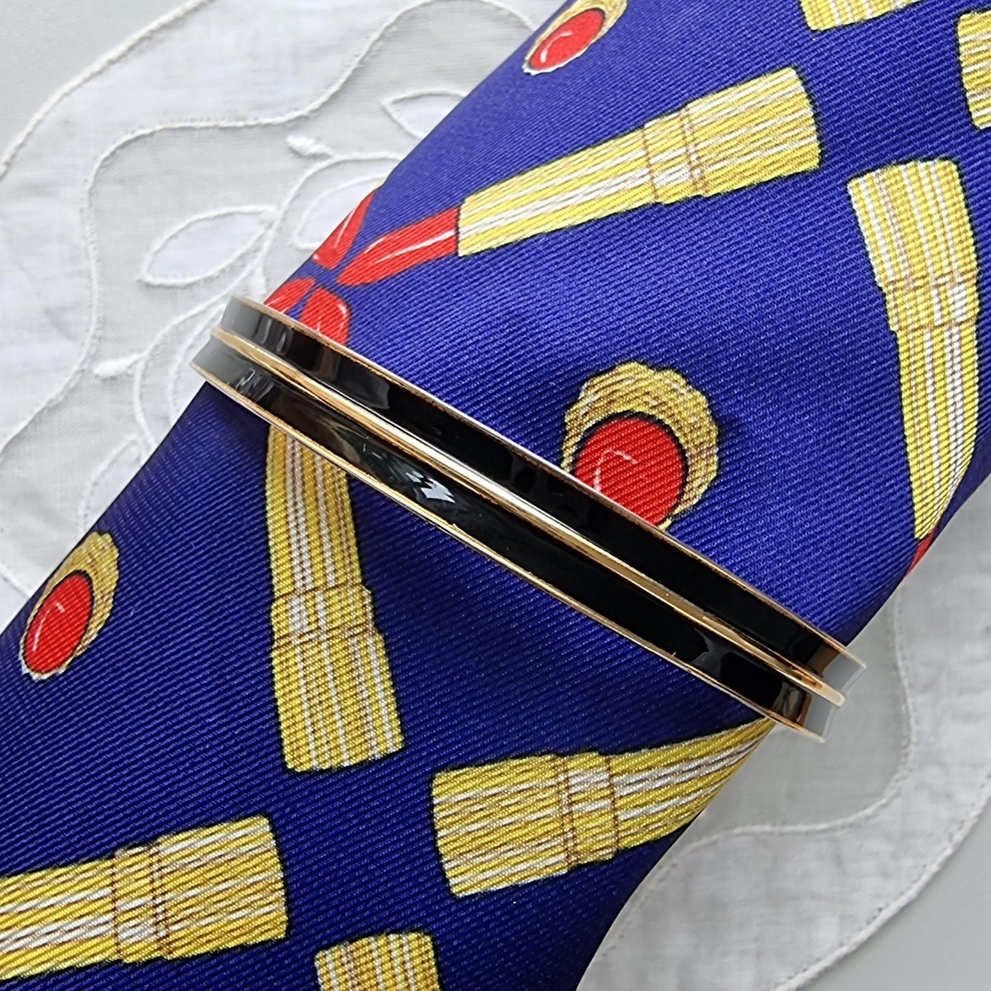 Bracelet - Monet Black Enamel Bangle Bracelet