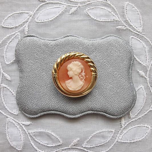 Brooch - Small Orange Cameo Brooch