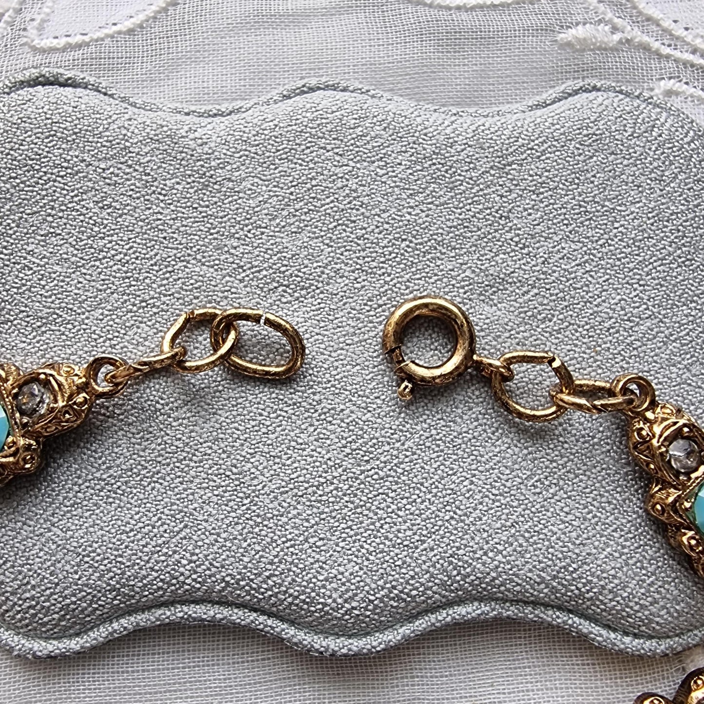 Bracelet - Gold Turquoise Crystal Link Bracelet