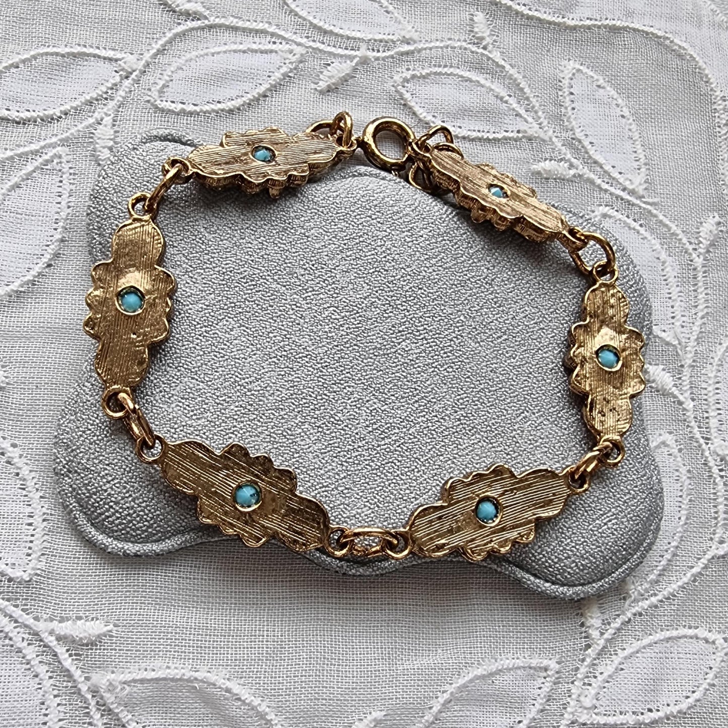 Bracelet - Gold Turquoise Crystal Link Bracelet