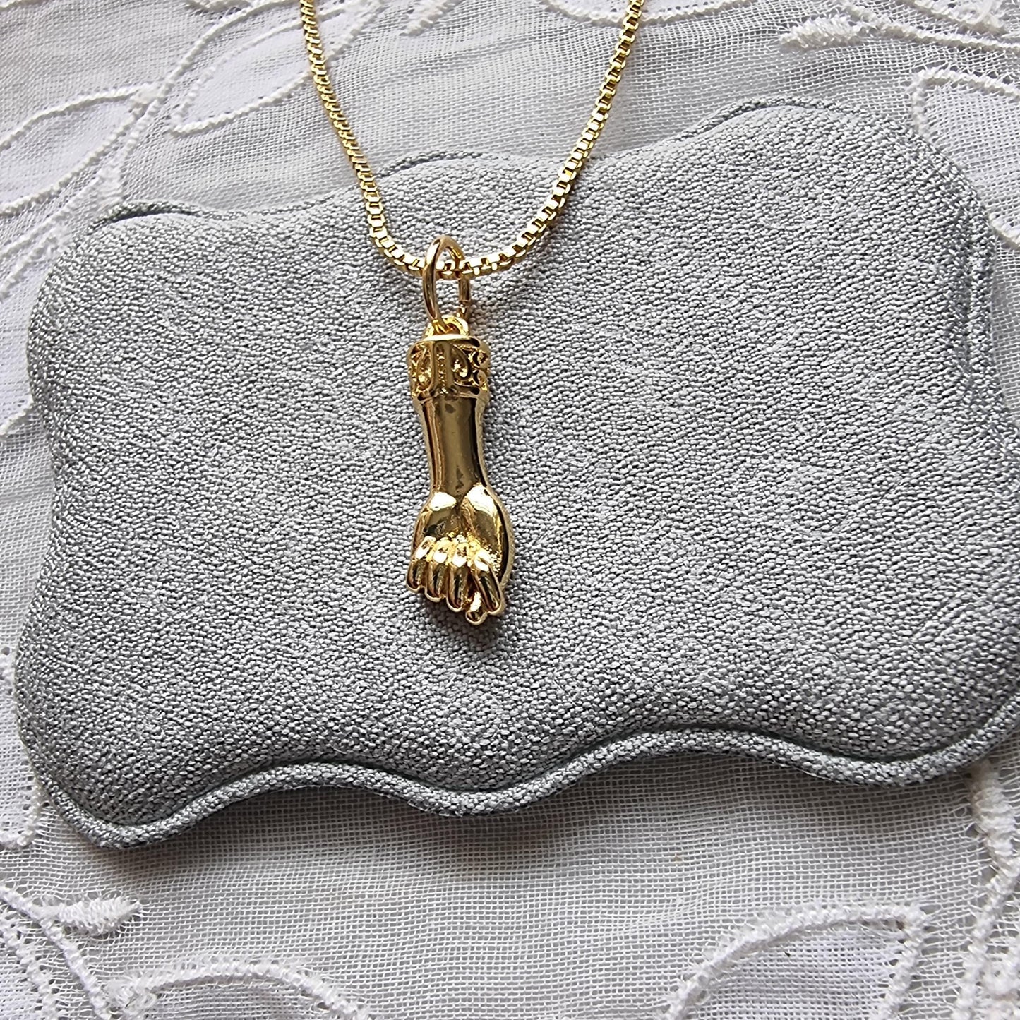 Necklace - Gold Fist Figa Pendant Necklace