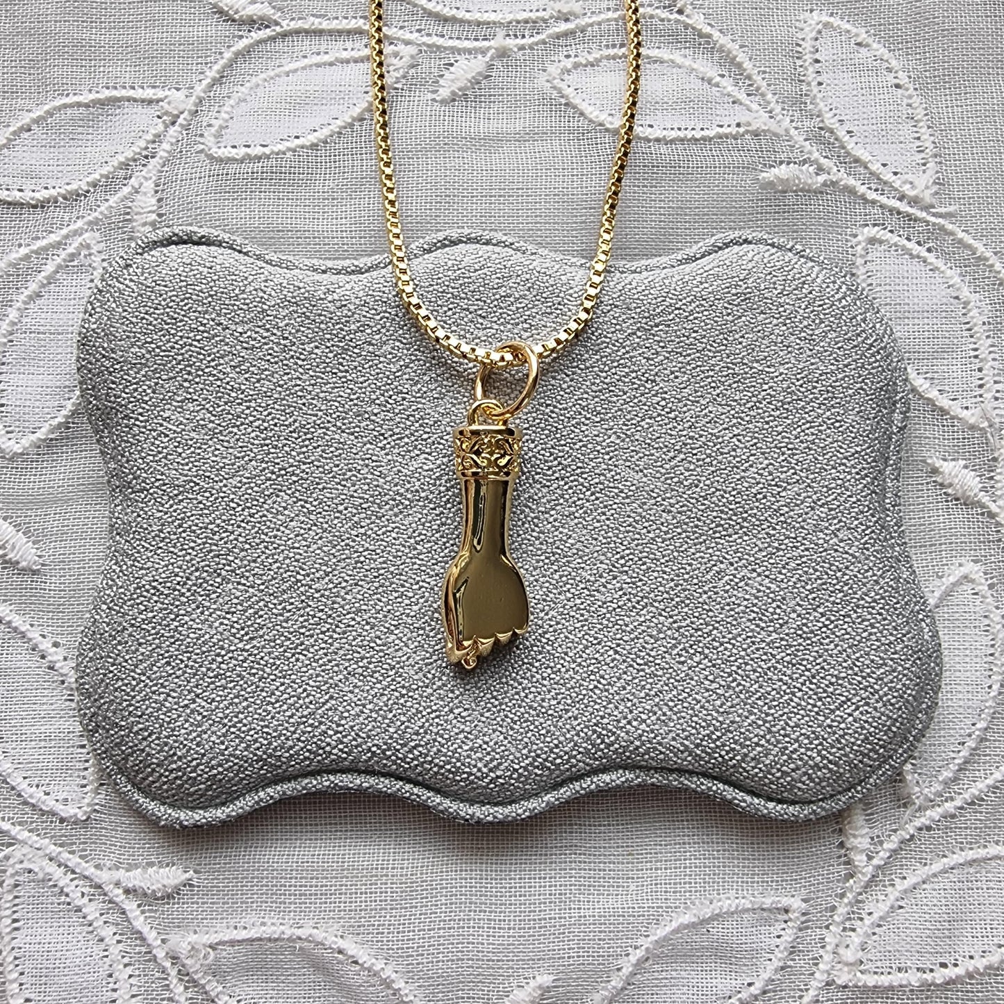 Necklace - Gold Fist Figa Pendant Necklace