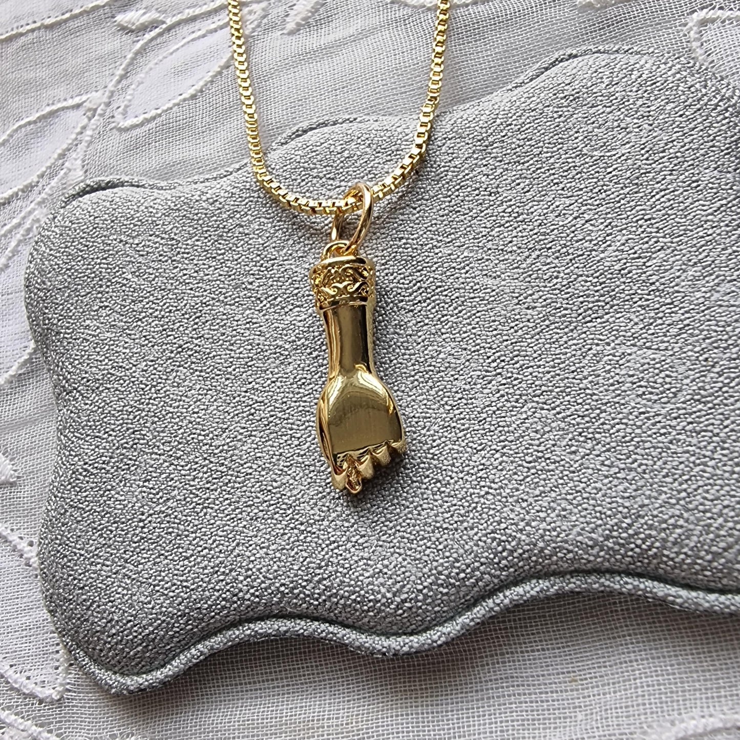 Necklace - Gold Fist Figa Pendant Necklace