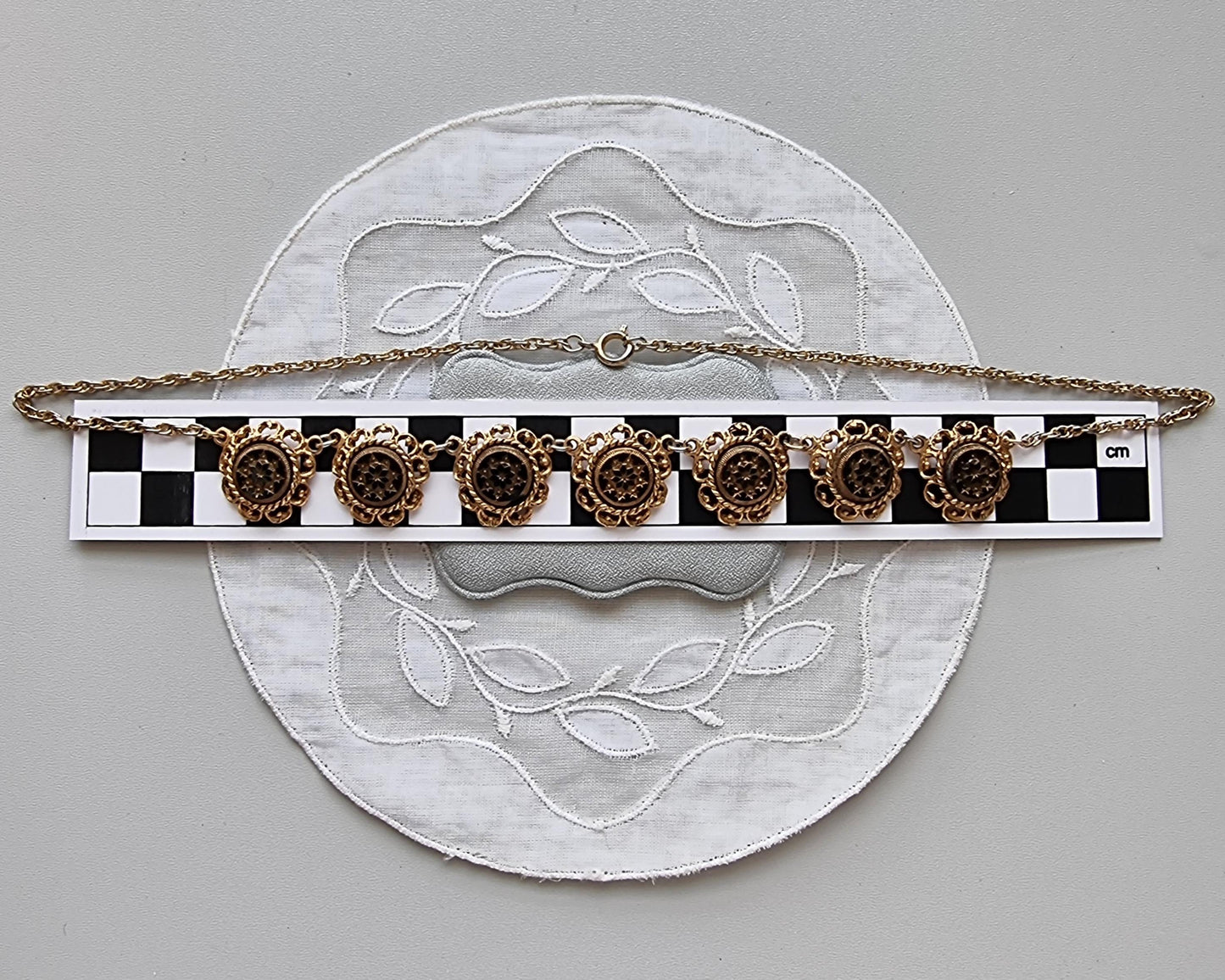 Necklace - Victorian Style Black Mourning Pendant Link Necklace