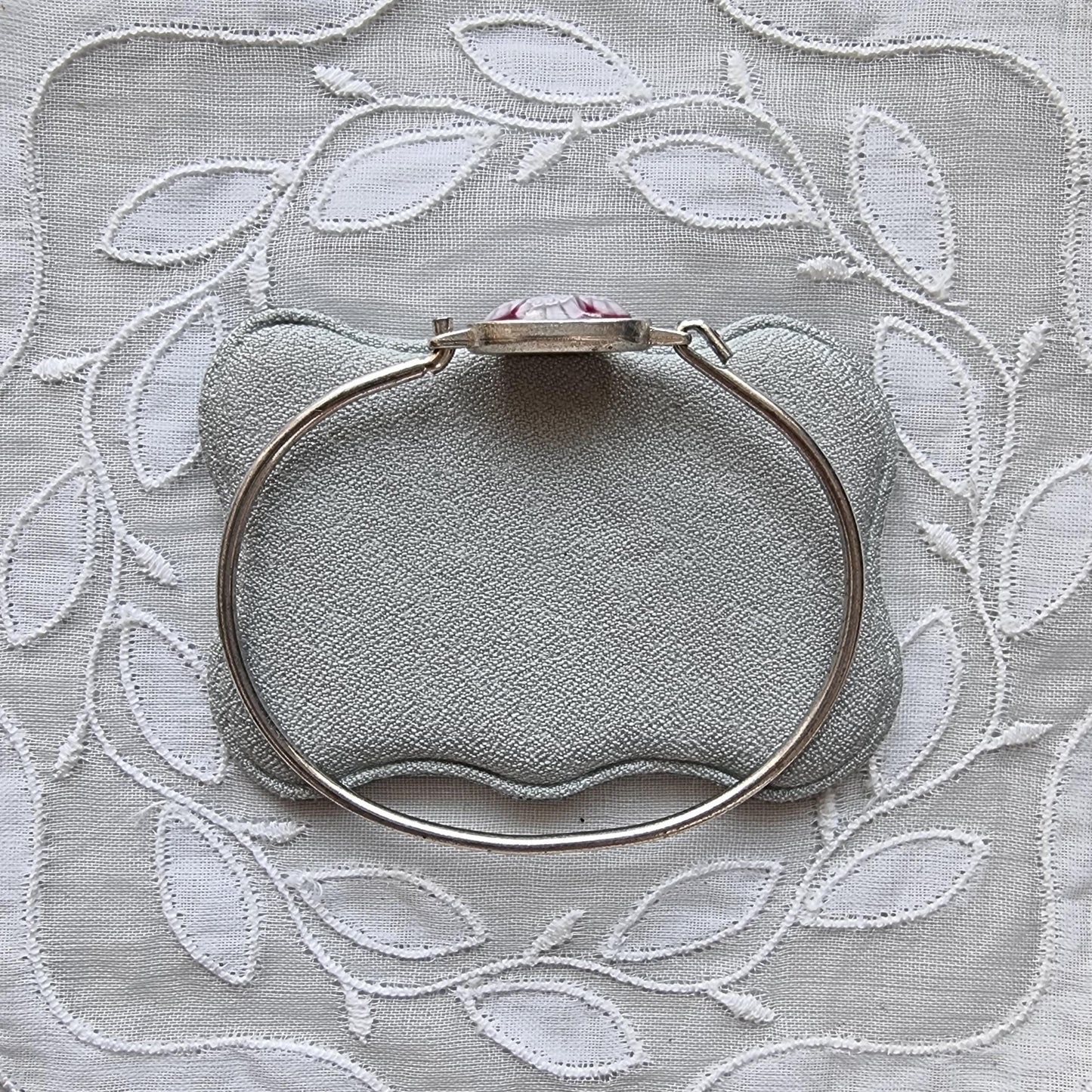 Bracelet - Purple Red Milefiori Glass Cabochon Bangle Bracelet