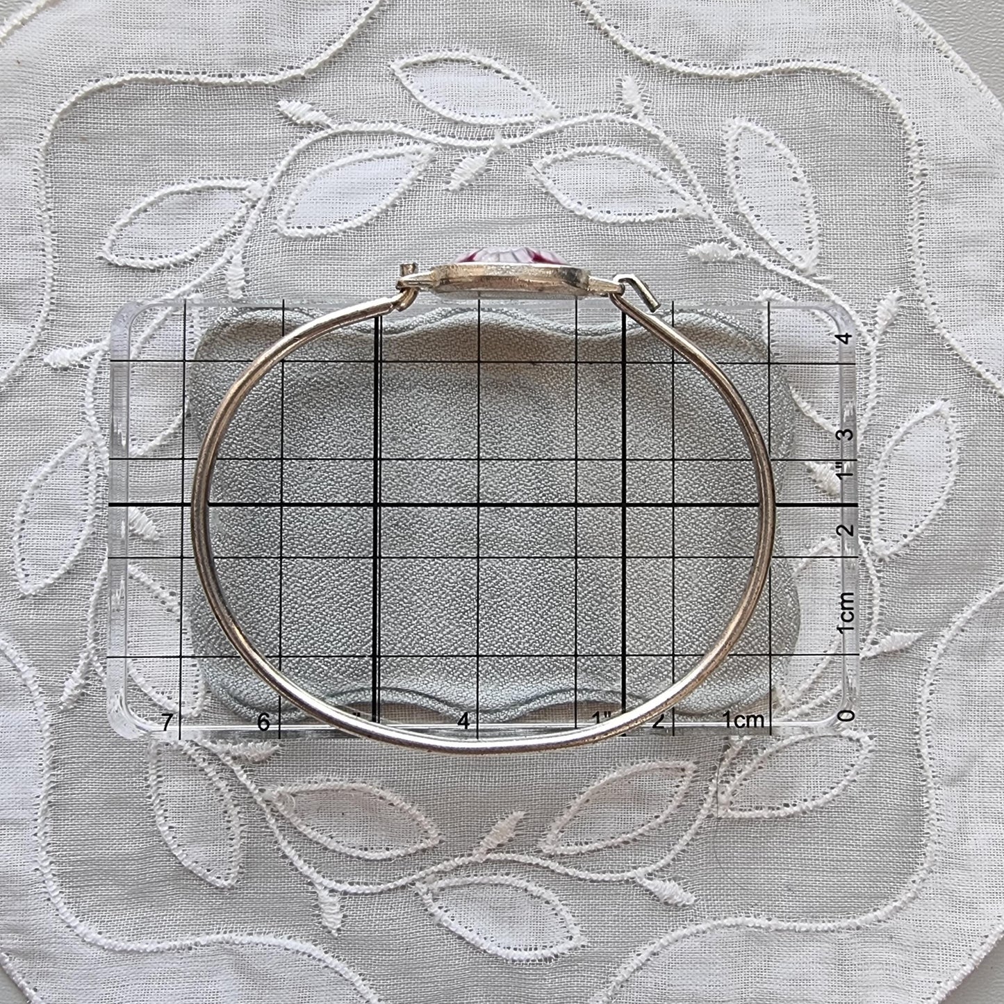 Bracelet - Purple Red Milefiori Glass Cabochon Bangle Bracelet