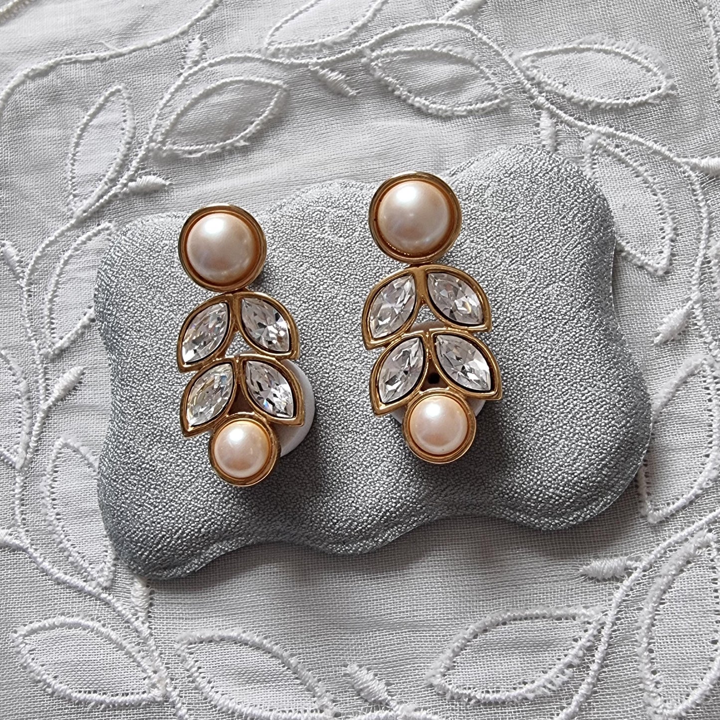 Posts - Monet Faux Pearls and Crystals Drop Earrings