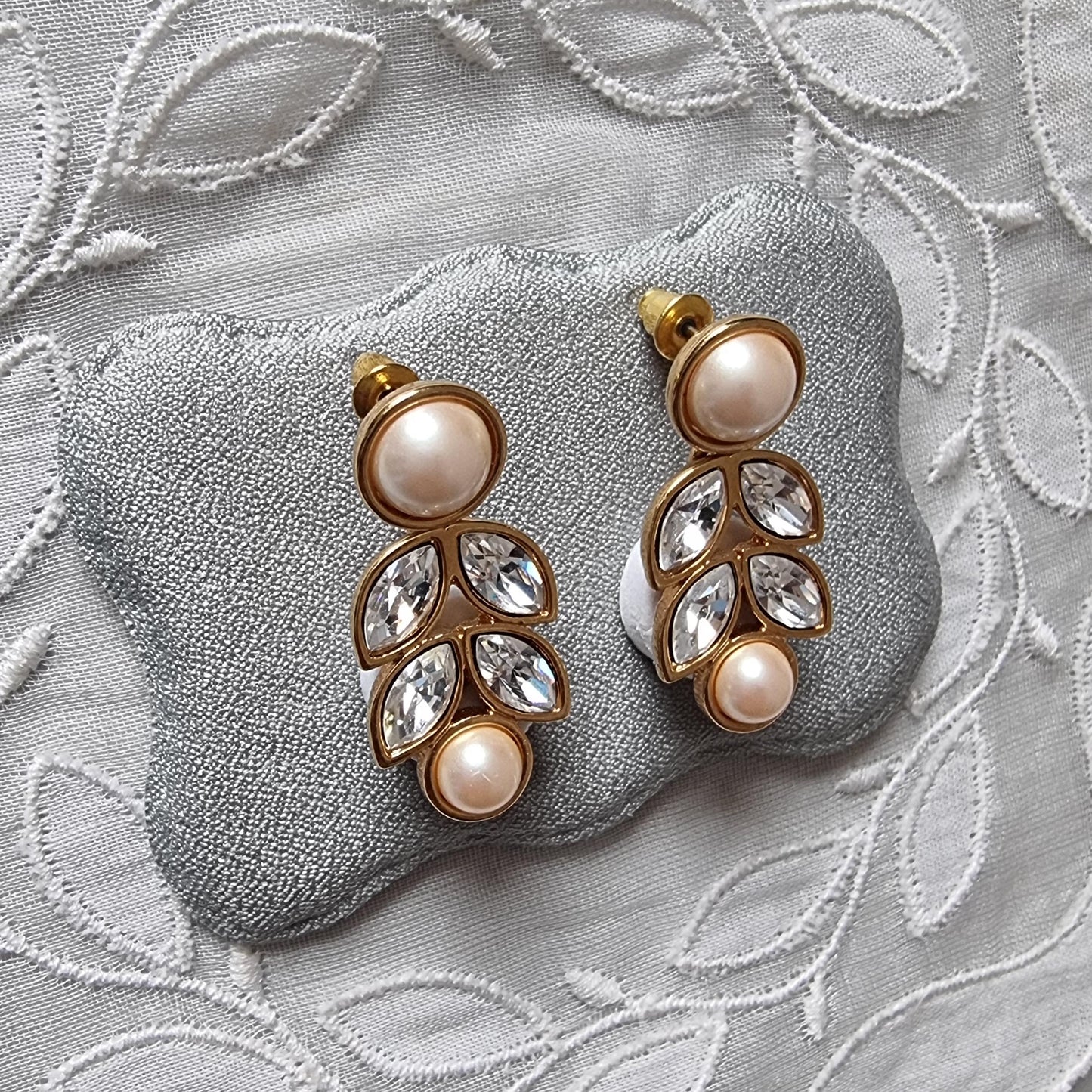 Posts - Monet Faux Pearls and Crystals Drop Earrings