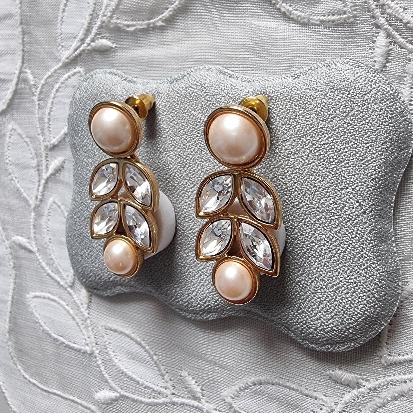 Posts - Monet Faux Pearls and Crystals Drop Earrings