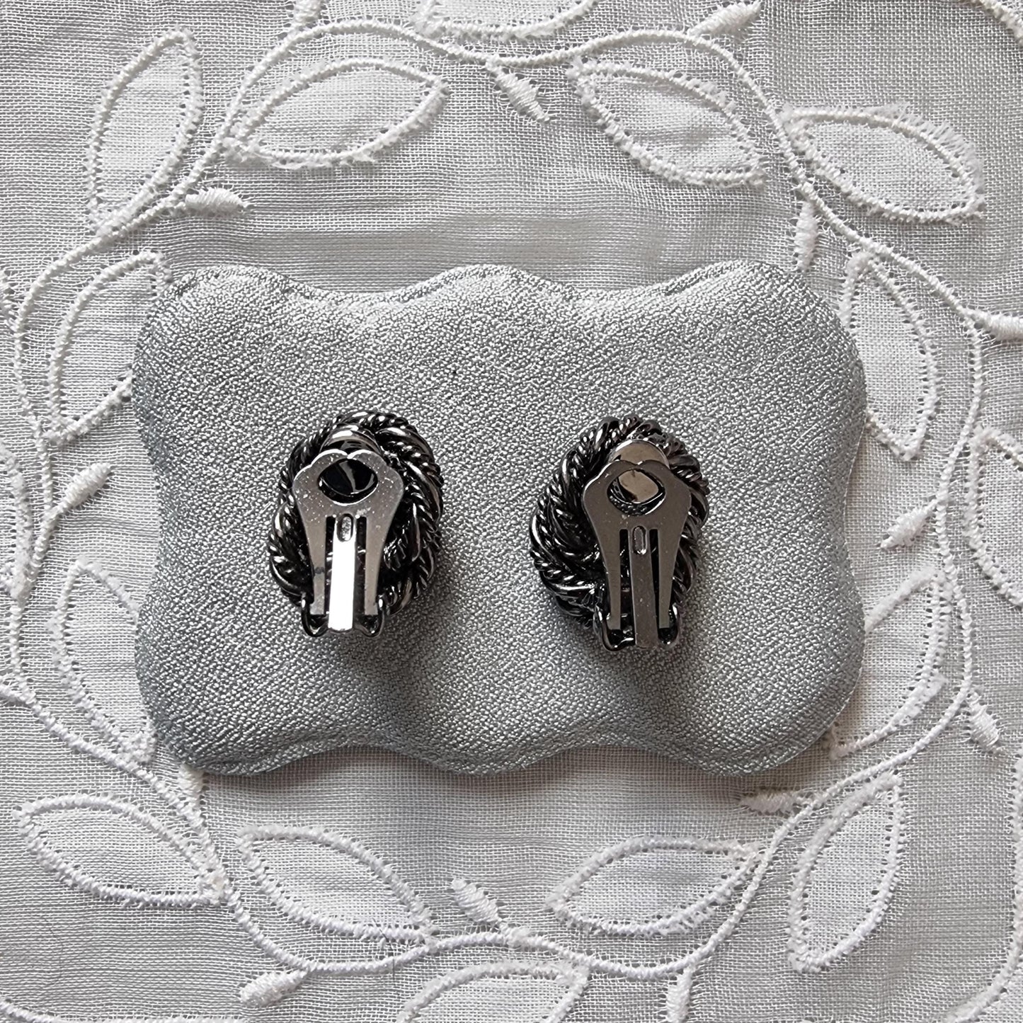 Clip on - Gunmetal Plaited Wire Knot Earrings