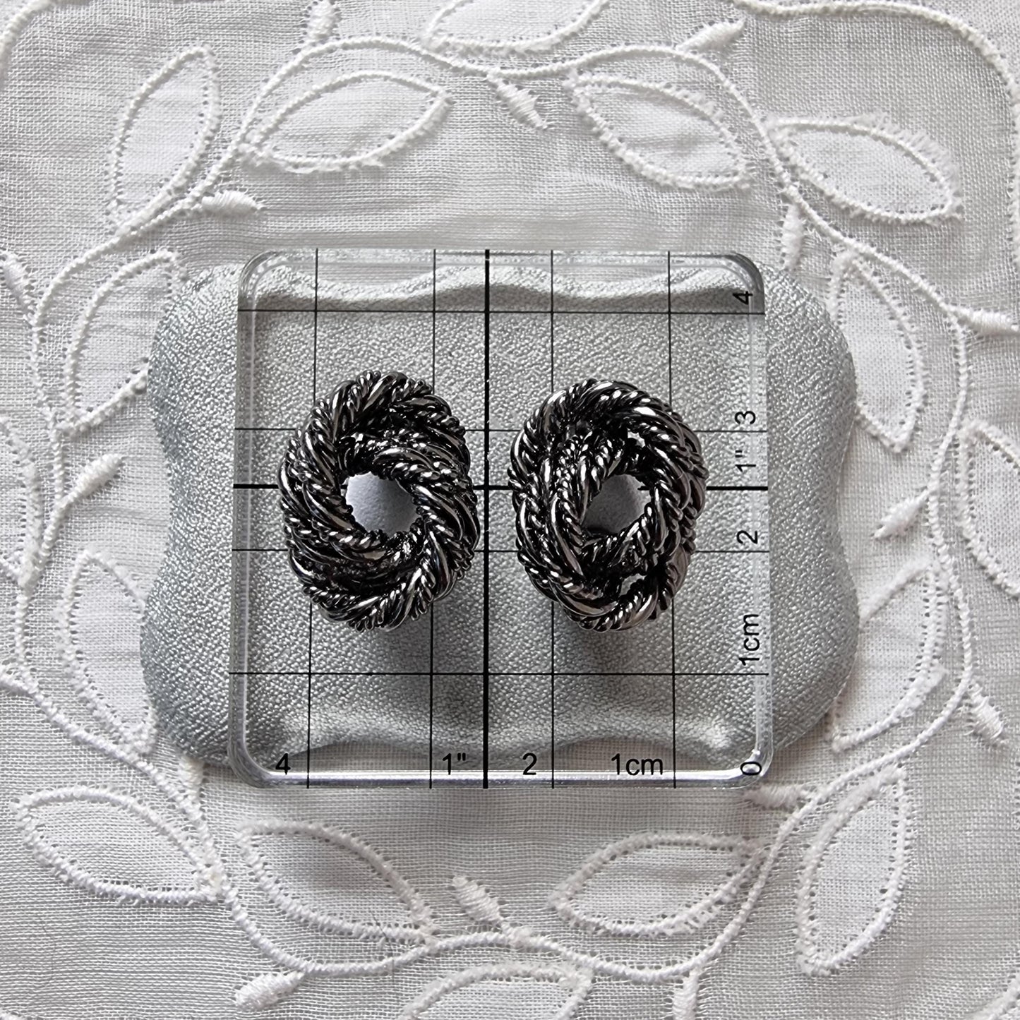 Clip on - Gunmetal Plaited Wire Knot Earrings