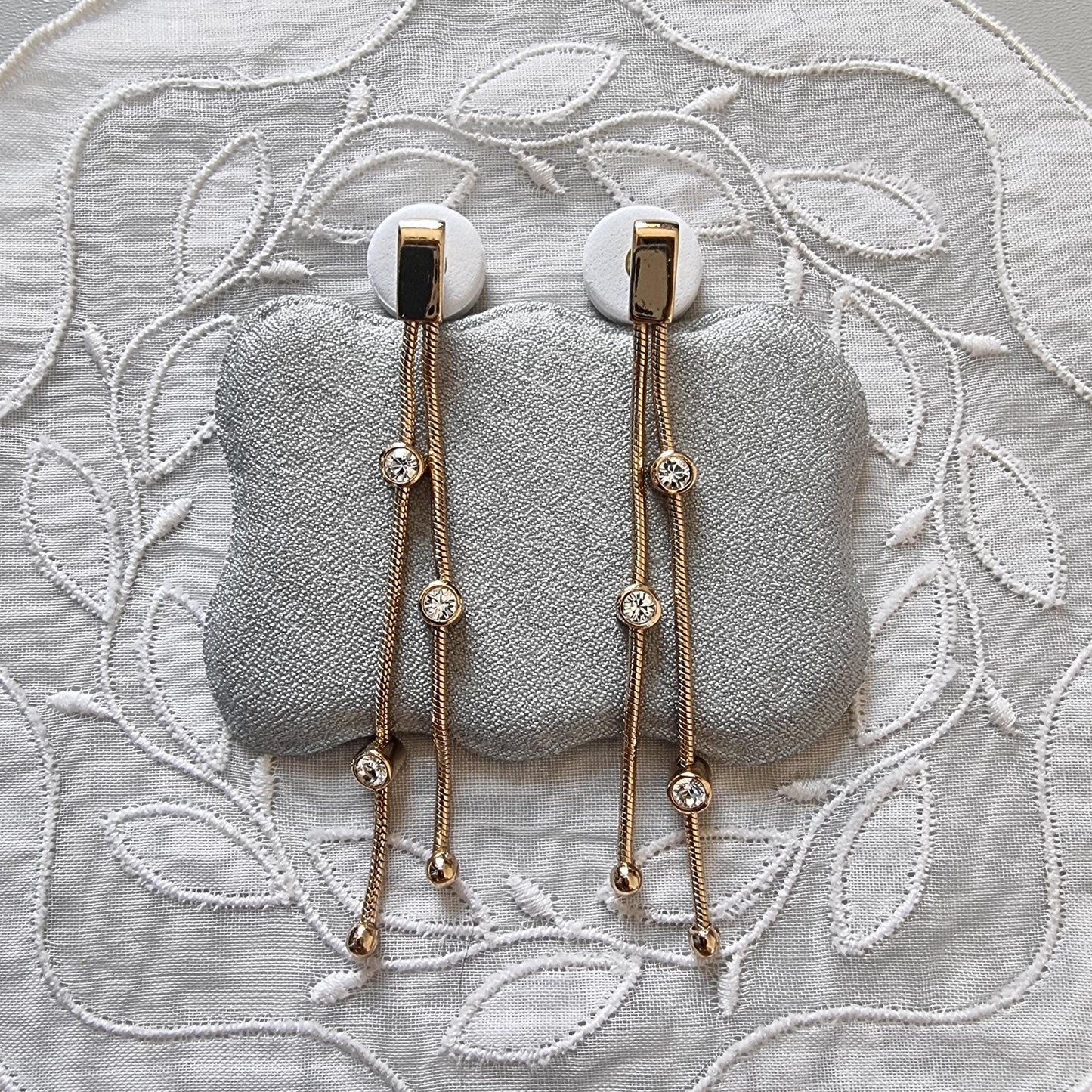 Posts - Gold Snake Chain Crystal Drop Earrings