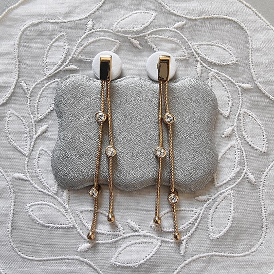 Posts - Gold Snake Chain Crystal Drop Earrings