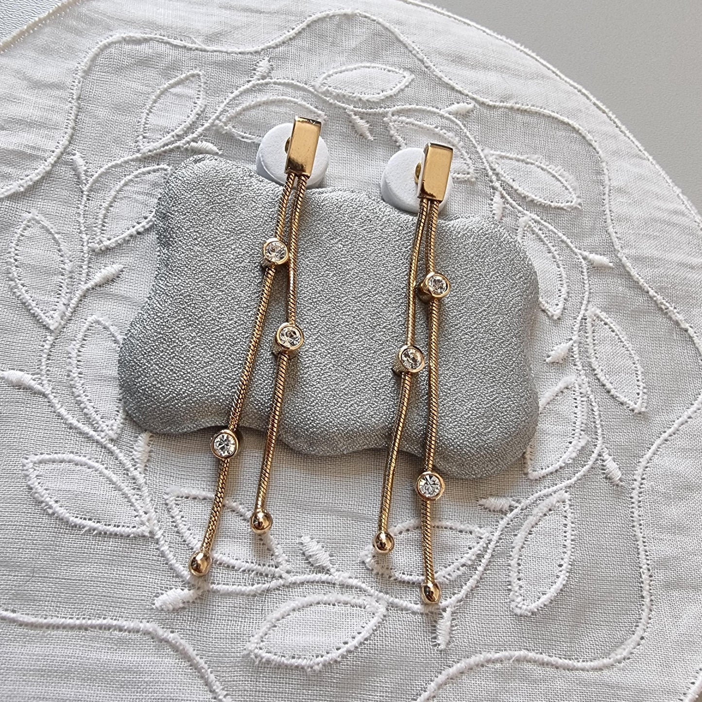 Posts - Gold Snake Chain Crystal Drop Earrings