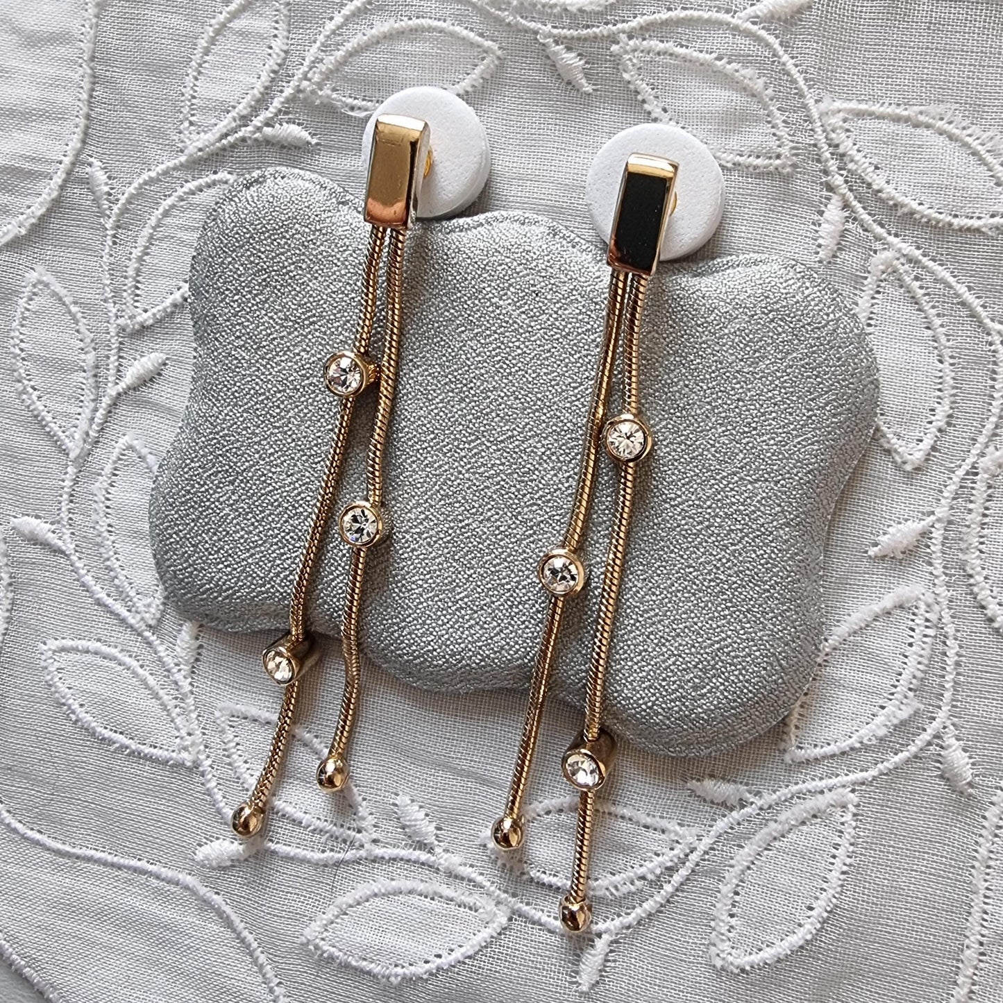 Posts - Gold Snake Chain Crystal Drop Earrings