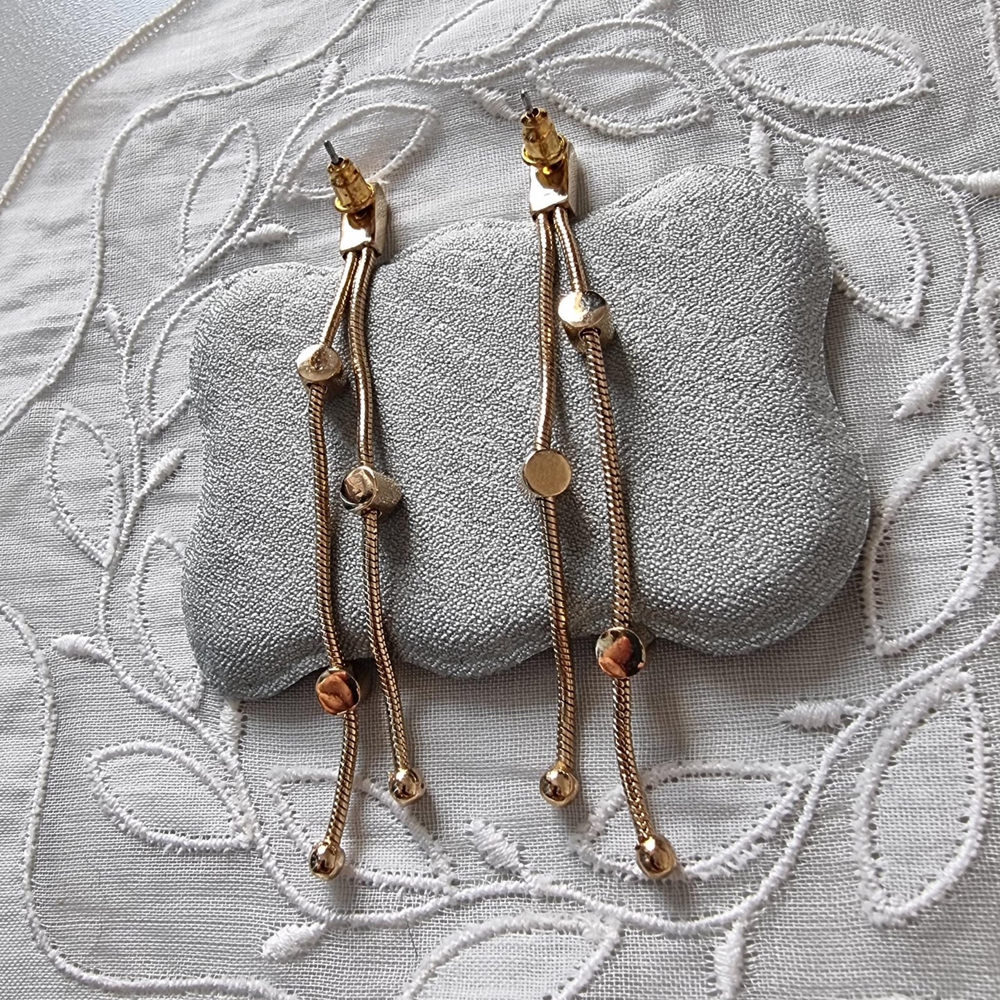 Posts - Gold Snake Chain Crystal Drop Earrings