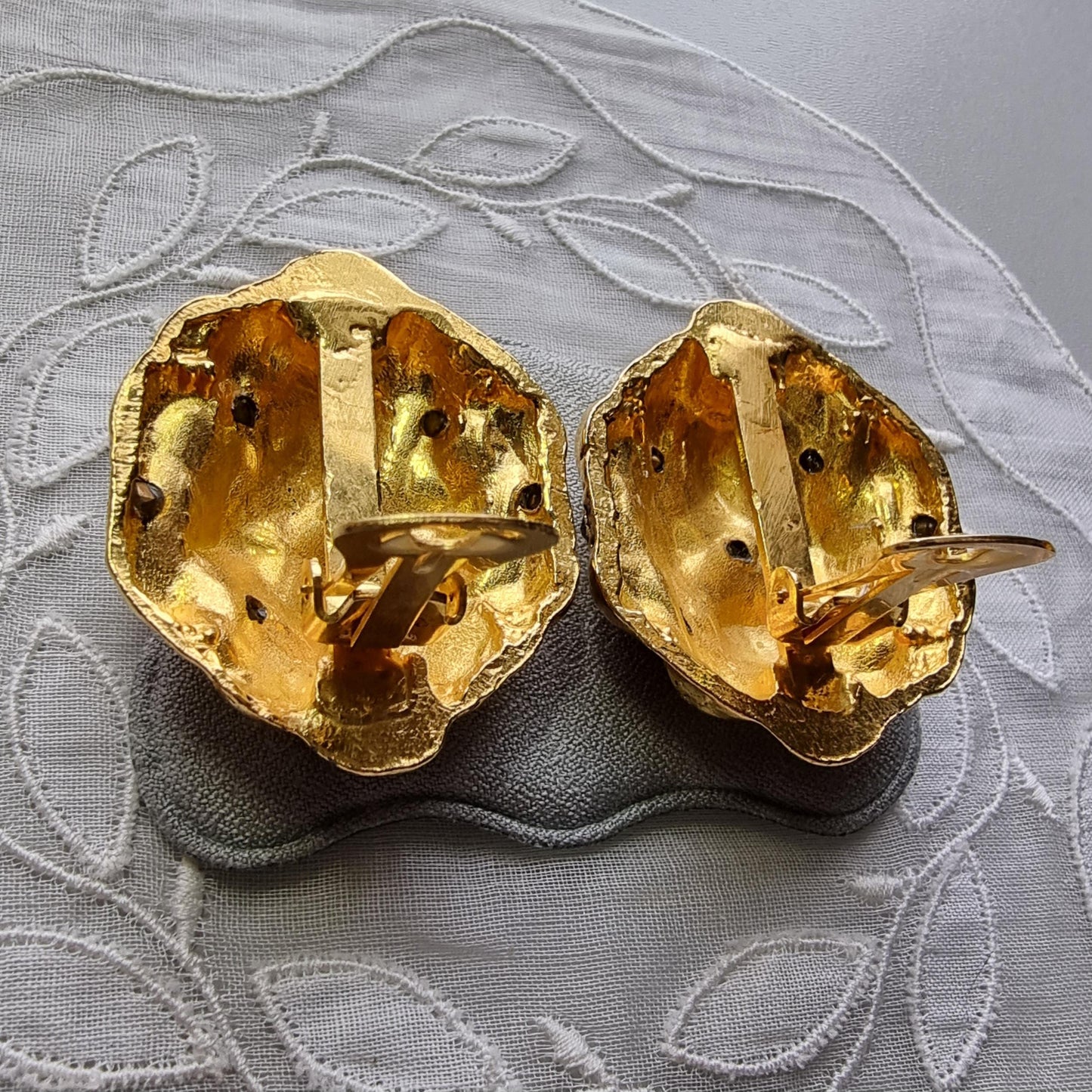 Clip on - Purple Crystals Cushion Dome Clip On Earrings