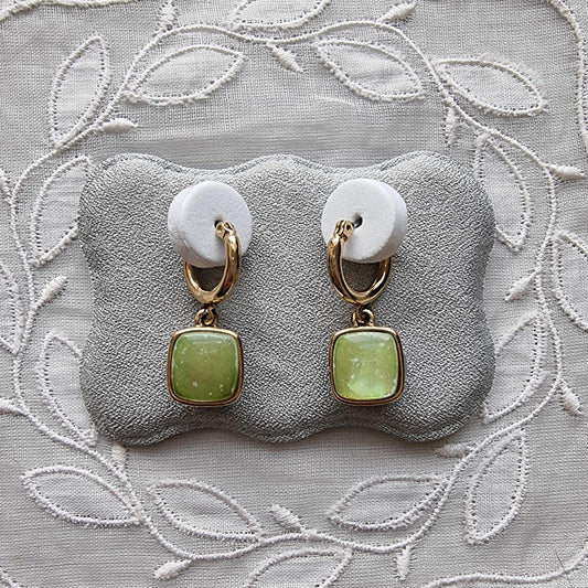 Posts - Monet Pearlescent Green Square Drop Earrings