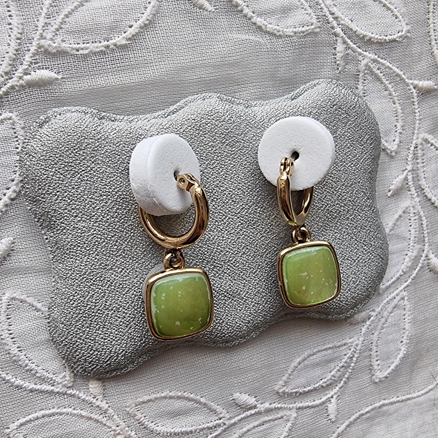 Posts - Monet Pearlescent Green Square Drop Earrings