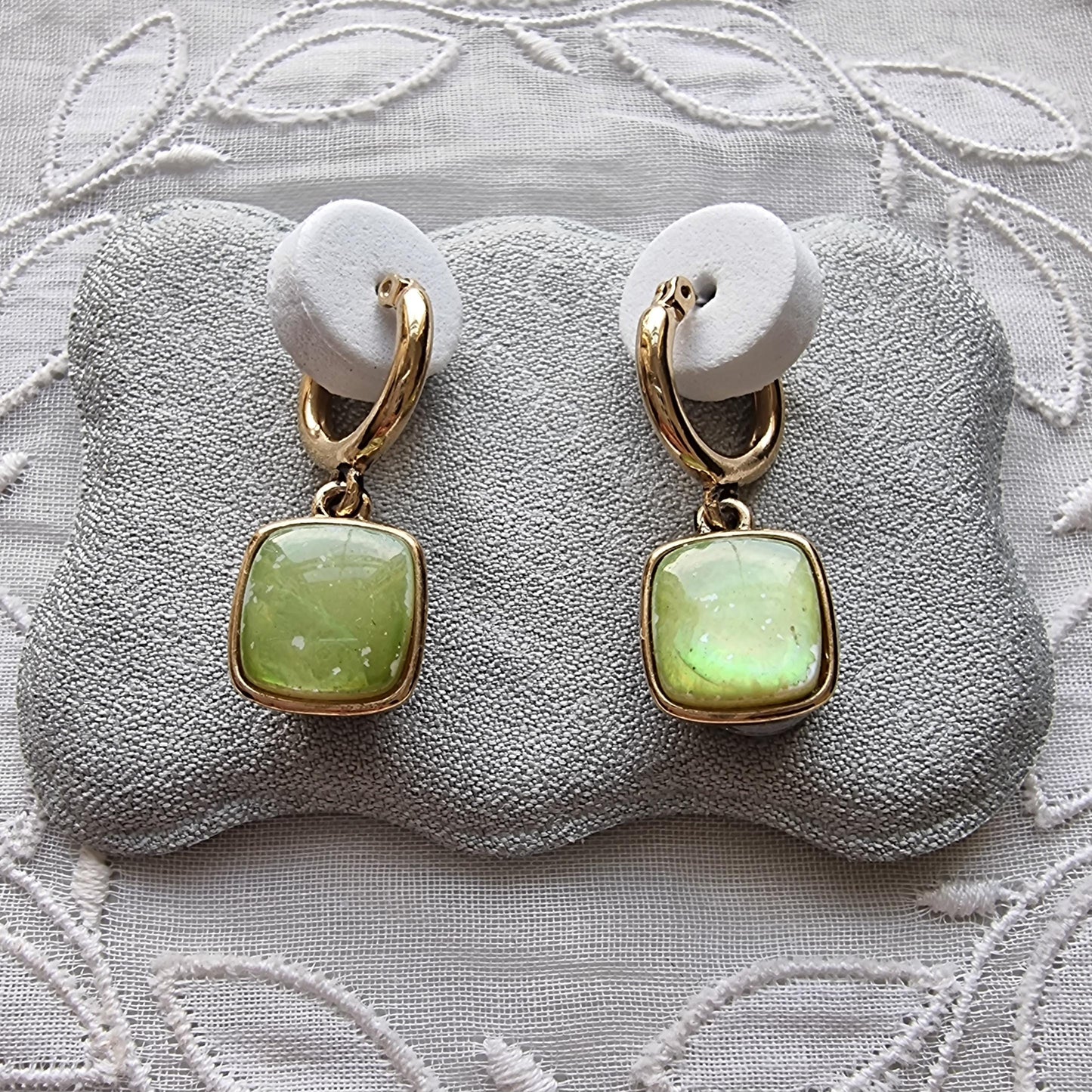 Posts - Monet Pearlescent Green Square Drop Earrings